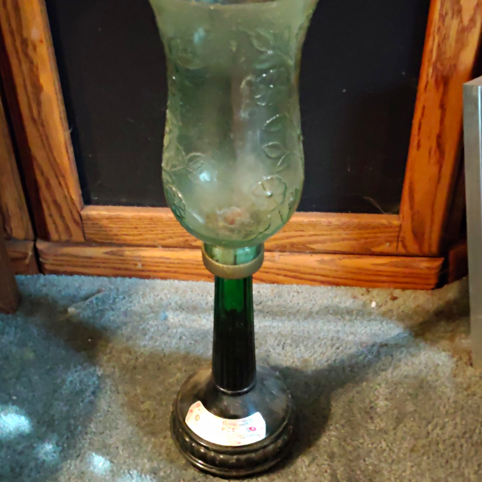 Vintage Vino Rosso Conti Italian Table Deco 750ml Green Glass, Floral Decor Vase