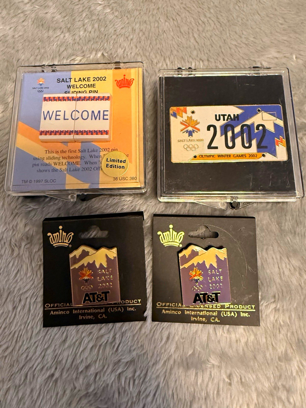 Rare Vintage Salt Lake 2002 Olympic Winter Games Pinbacks Lot AT&T LE