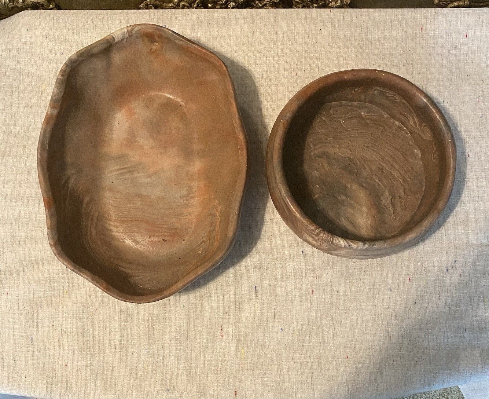 Kicking Bird Pottery Set Of Two Bowls Handcrafted Tennessee Clay Pottery
