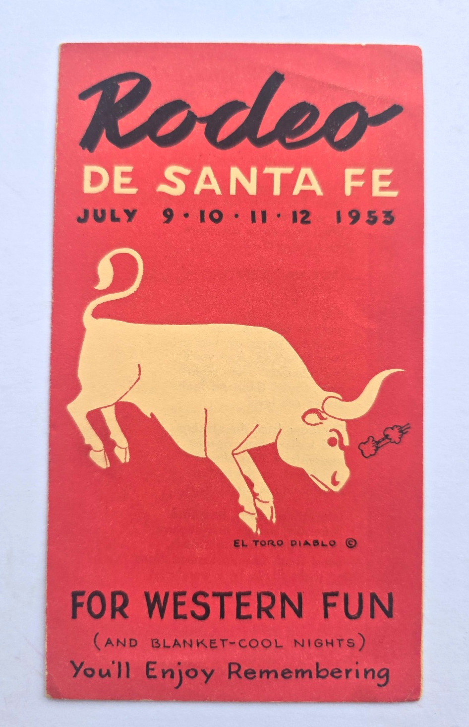 Vintage Rodeo De Santa Fe July 9,10,11,12 1953 Brochure / Santa Fe, New Mexico