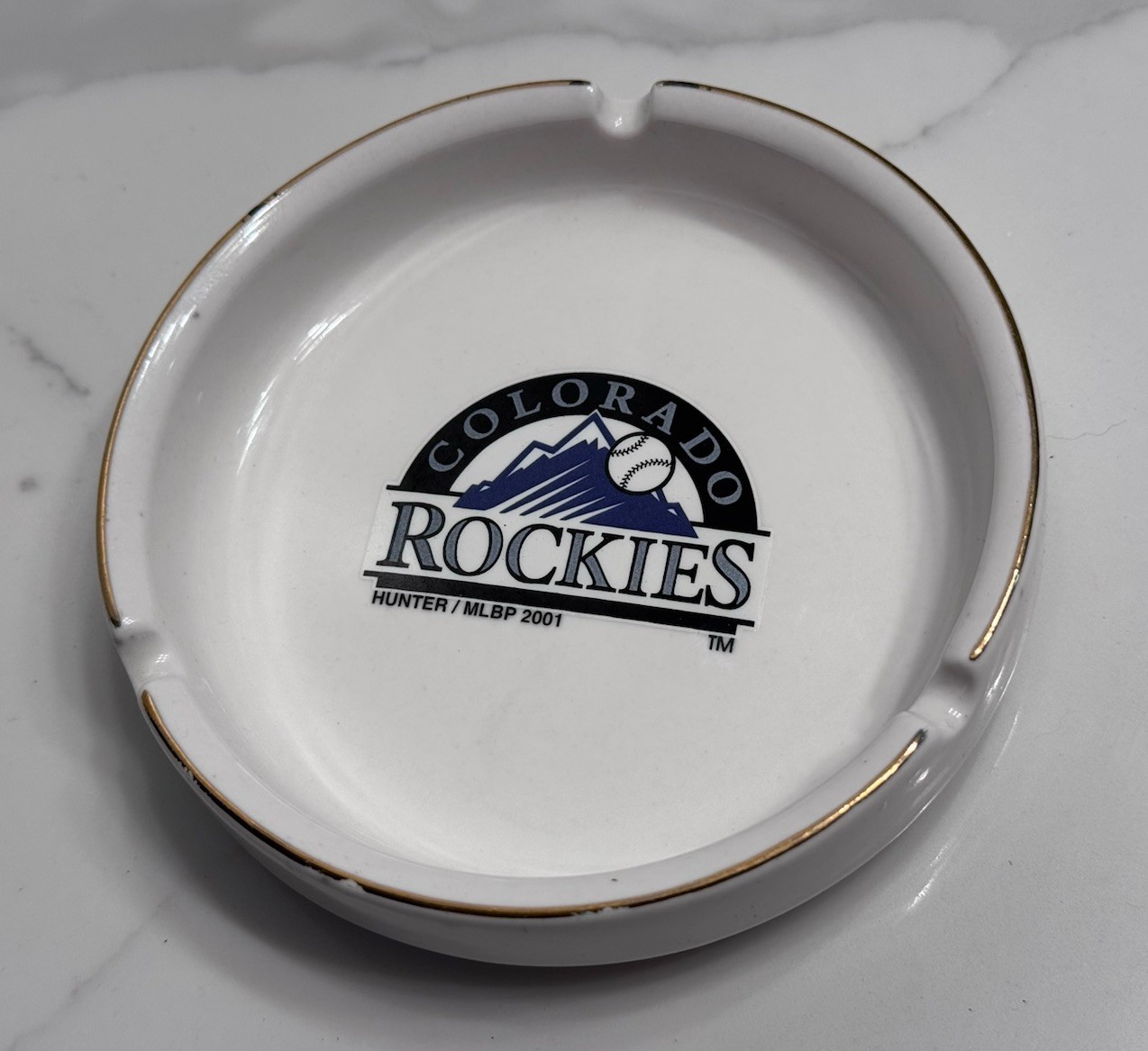 Colorado Rockies Ceramic Ashtray Ring Dish MLB Hunter 2001 Linyi China VTG