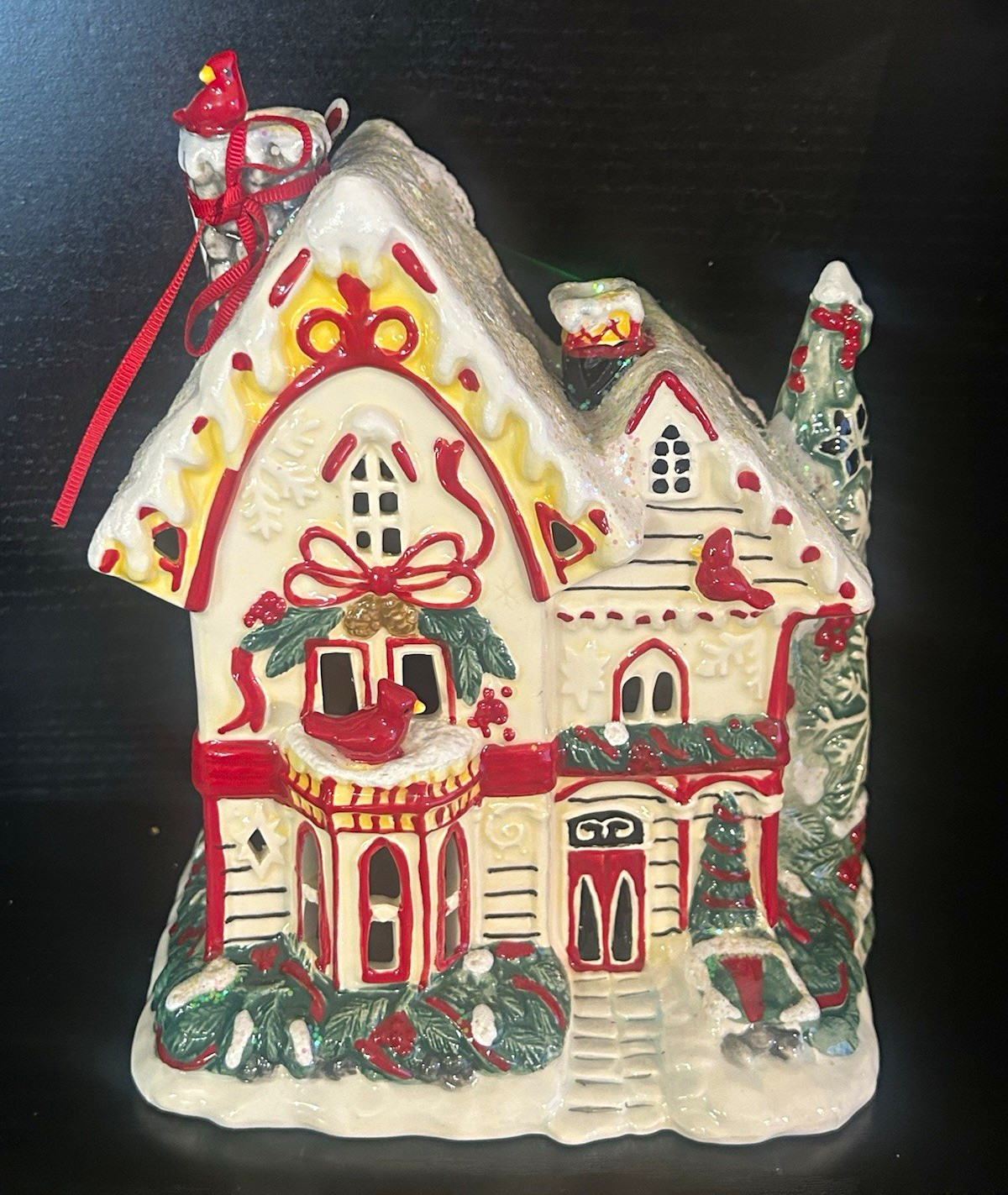 Blue Sky Clayworks Heather Goldminc Christmas Village House Tea Light Holder