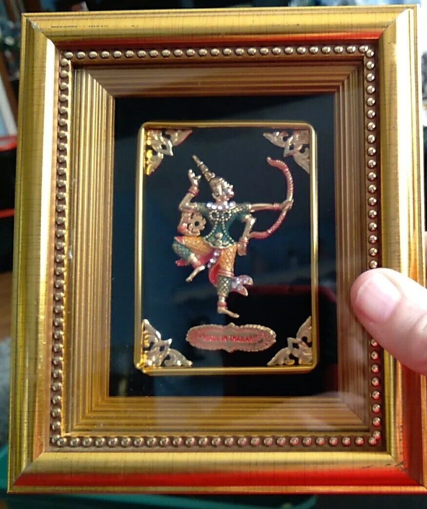 Wall Deco hanging Temple Guardian (YAK) golden frame made in Thailand.
