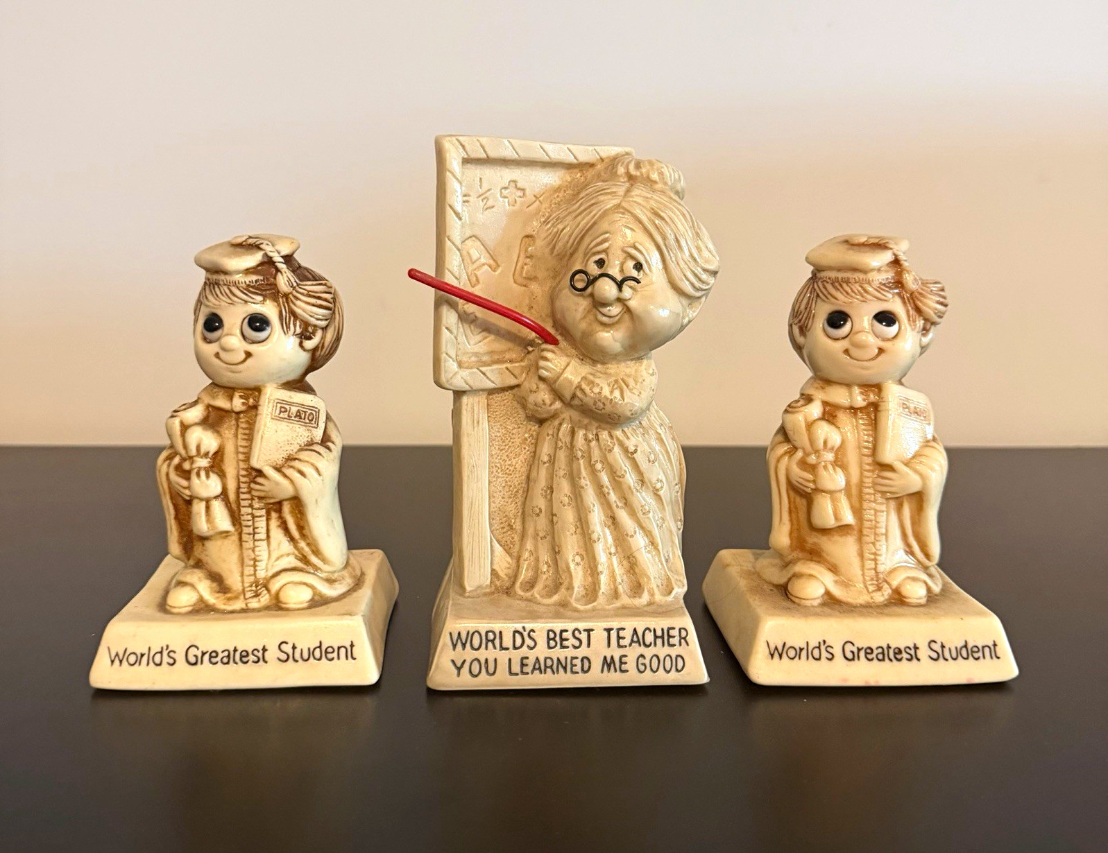 Russ Berries Vintage Figurines Lot of 3 Teacher Student 1970s