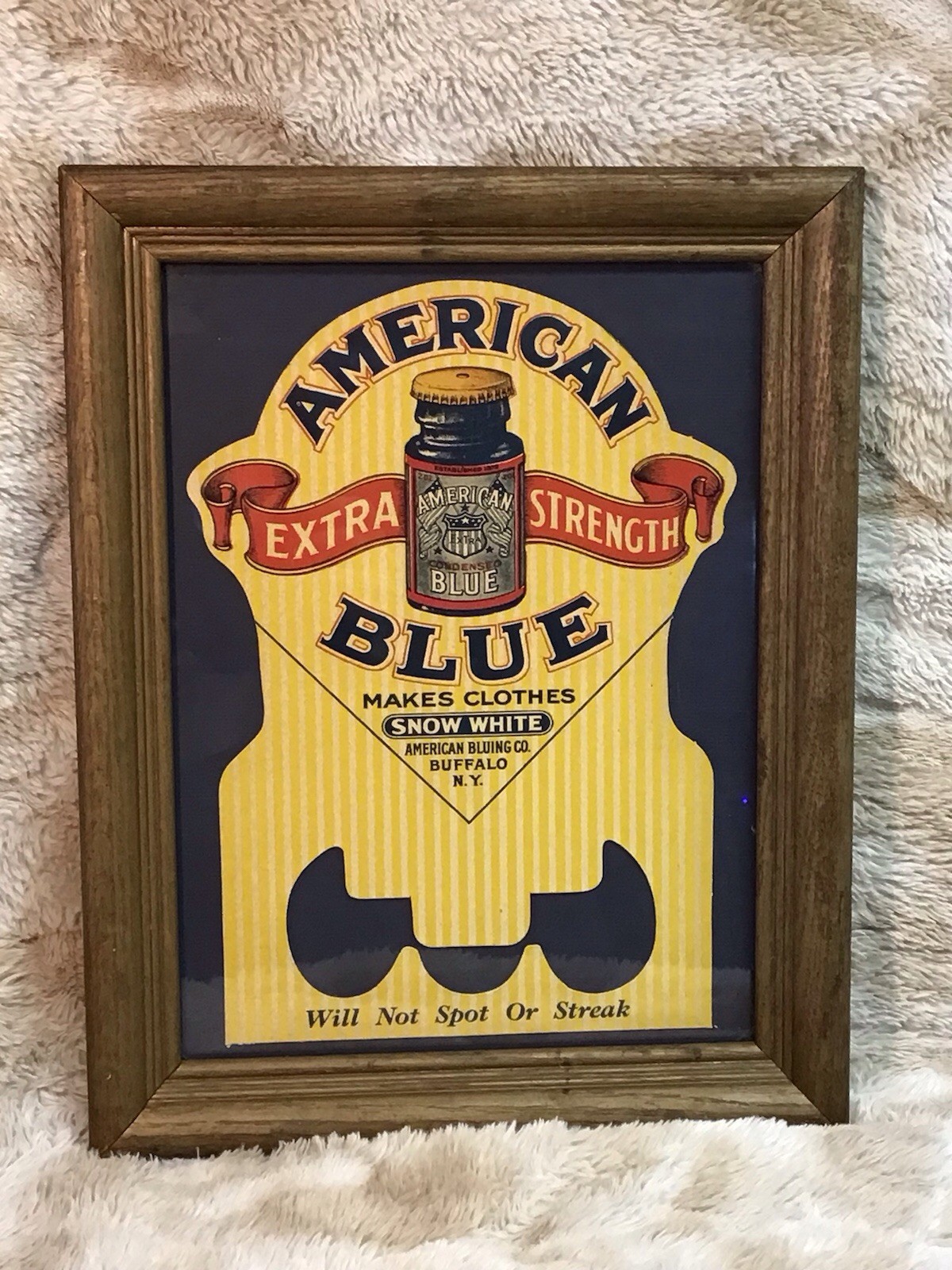 VTG 1930s-1950s American Blue Detergent Store Display Sign Framed Americana Ad