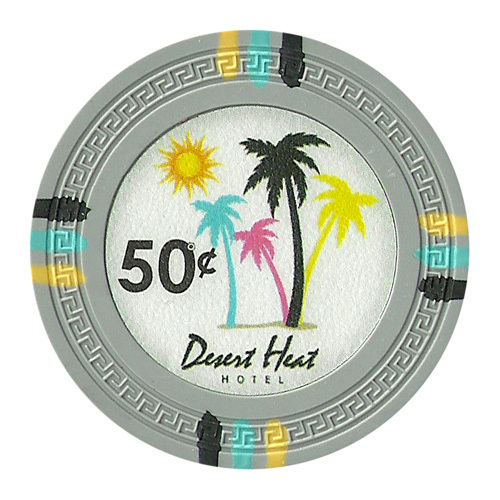 100 Gray 50¢ Cent Desert Heat Poker Chips - Buy 2, Get 1 Free - Mix & Match