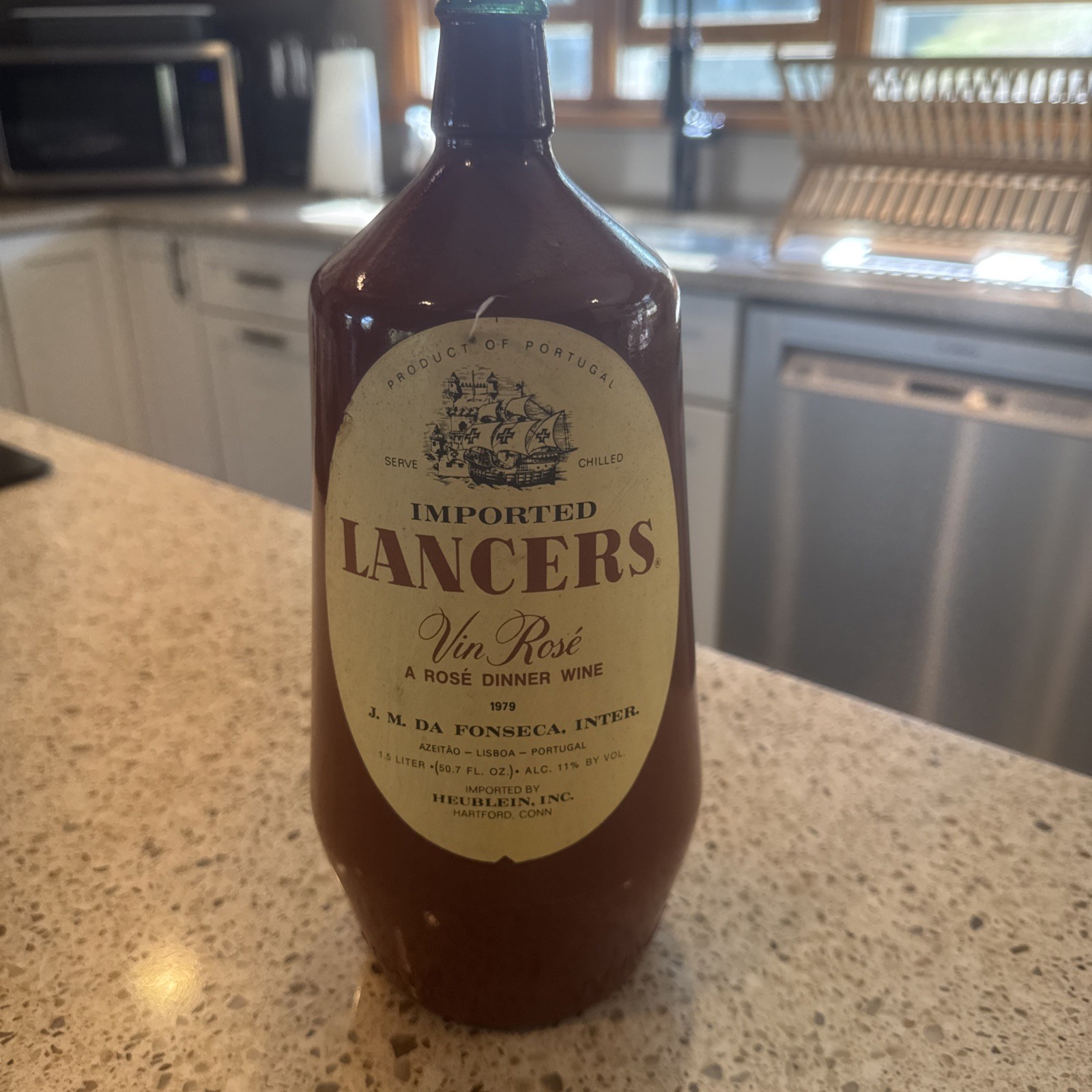 VINTAGE Lancers Imported Lancers Vin Rose Wine Bottle  Product of Portugal Empty