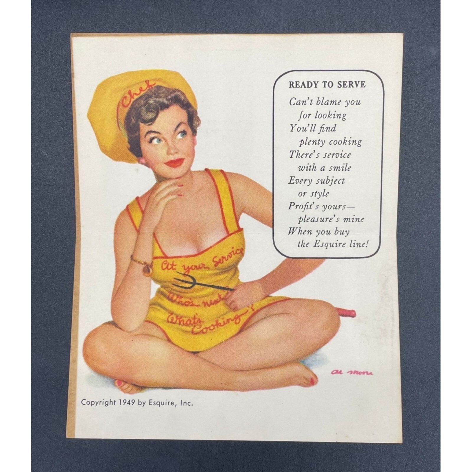 Vintage Pinup Esquire Calendar Girl Salesmans Business Card 1949 Al Moore Risque