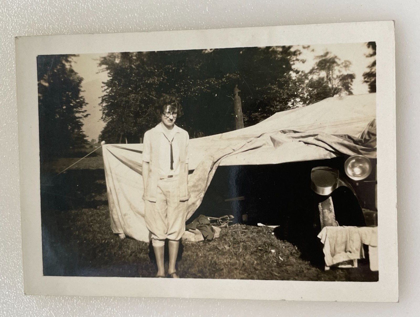 VTG 1920s Flapper Knickers Fashion Auto Camping Niagara Falls Road Trip Snapshot
