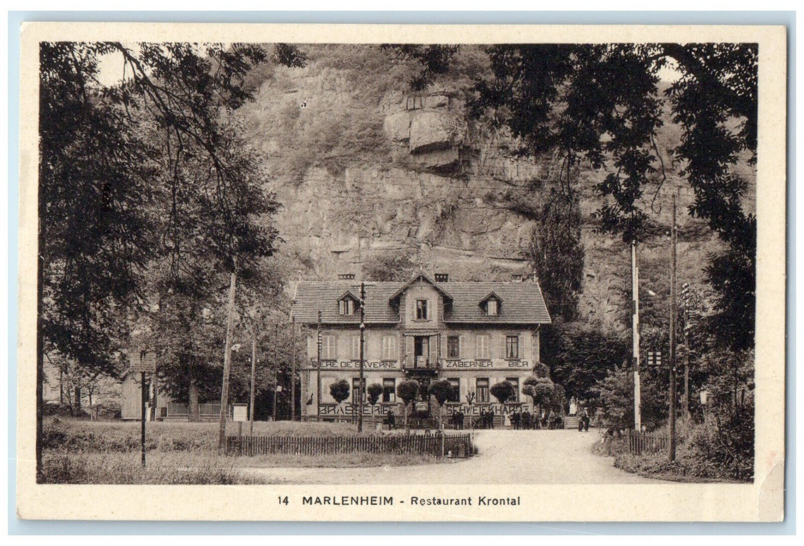 c1940's Marlenheim Krontal Restaurant Bas-Rhin Grand Est France Postcard