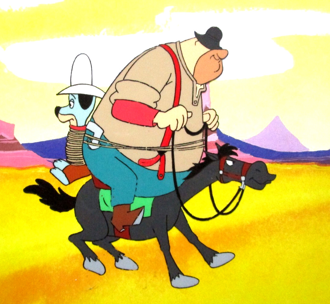 1988 HUCKLEBERRY HOUND ORIGINAL PRODUCTION DRAWING & CEL cowboy horse hat
