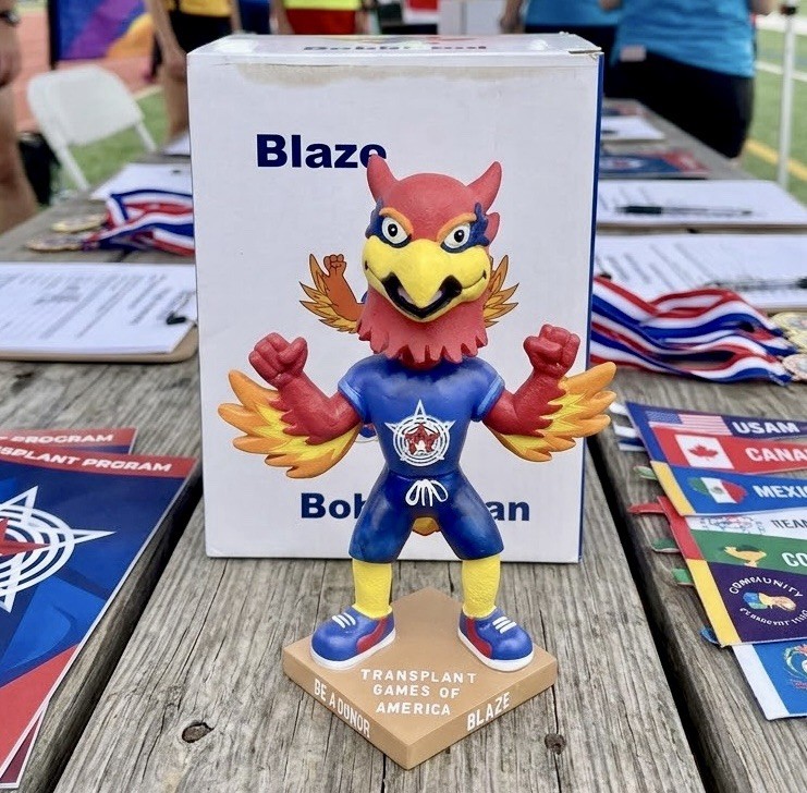 Blaze the Phoenix Bobblehead Mascot Transplant Games Of America “Be A Donor”
