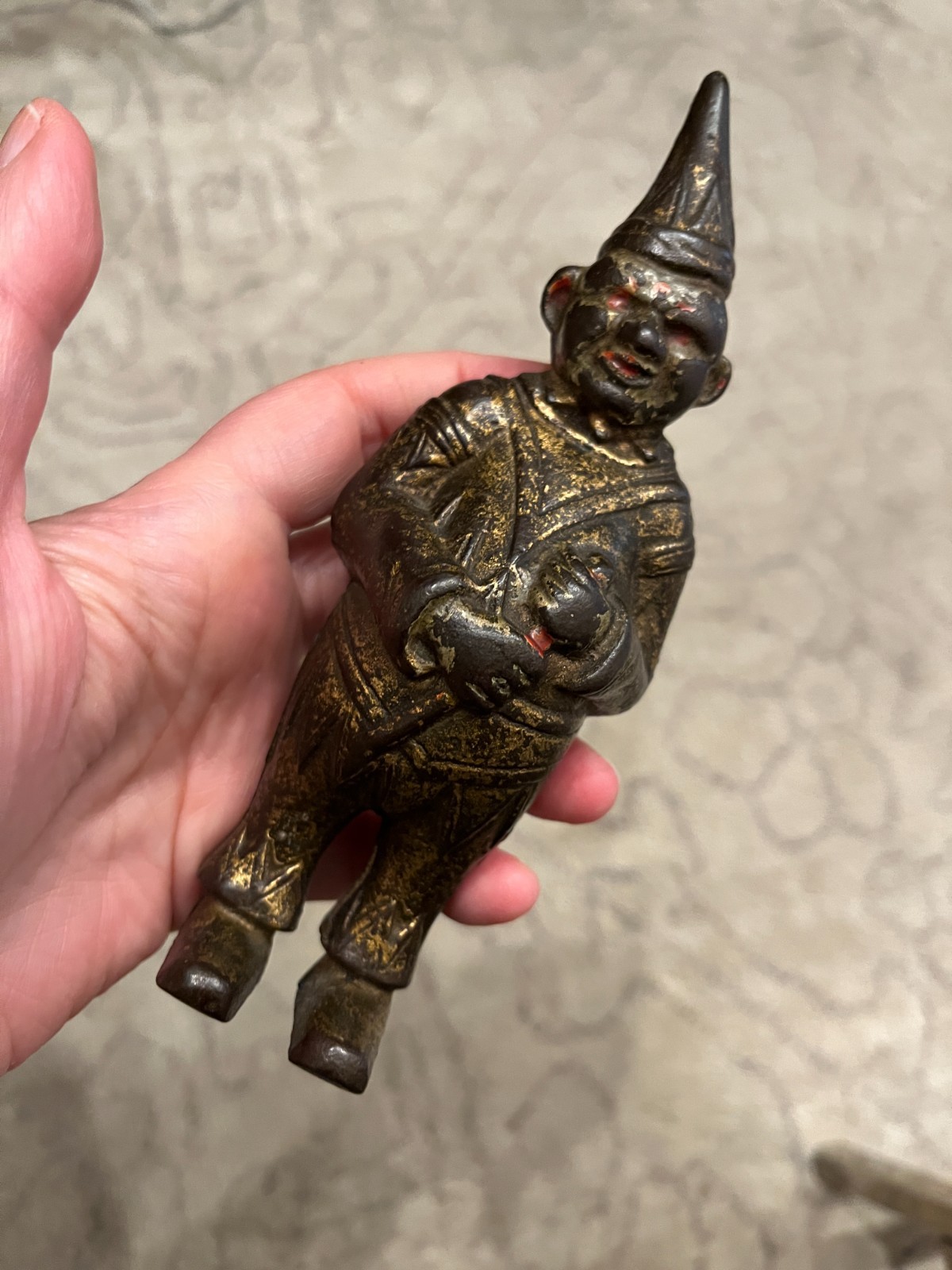 Antique Cast Iron Clown Still Penny Bank AC Williams 1910 Vintage Circus