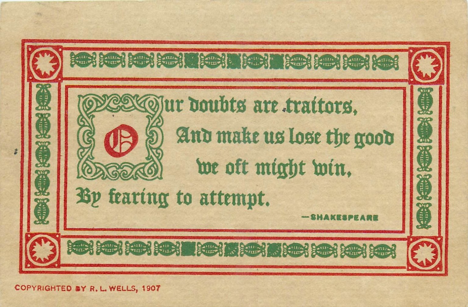 1907 Shakespeare Quote Postcard \