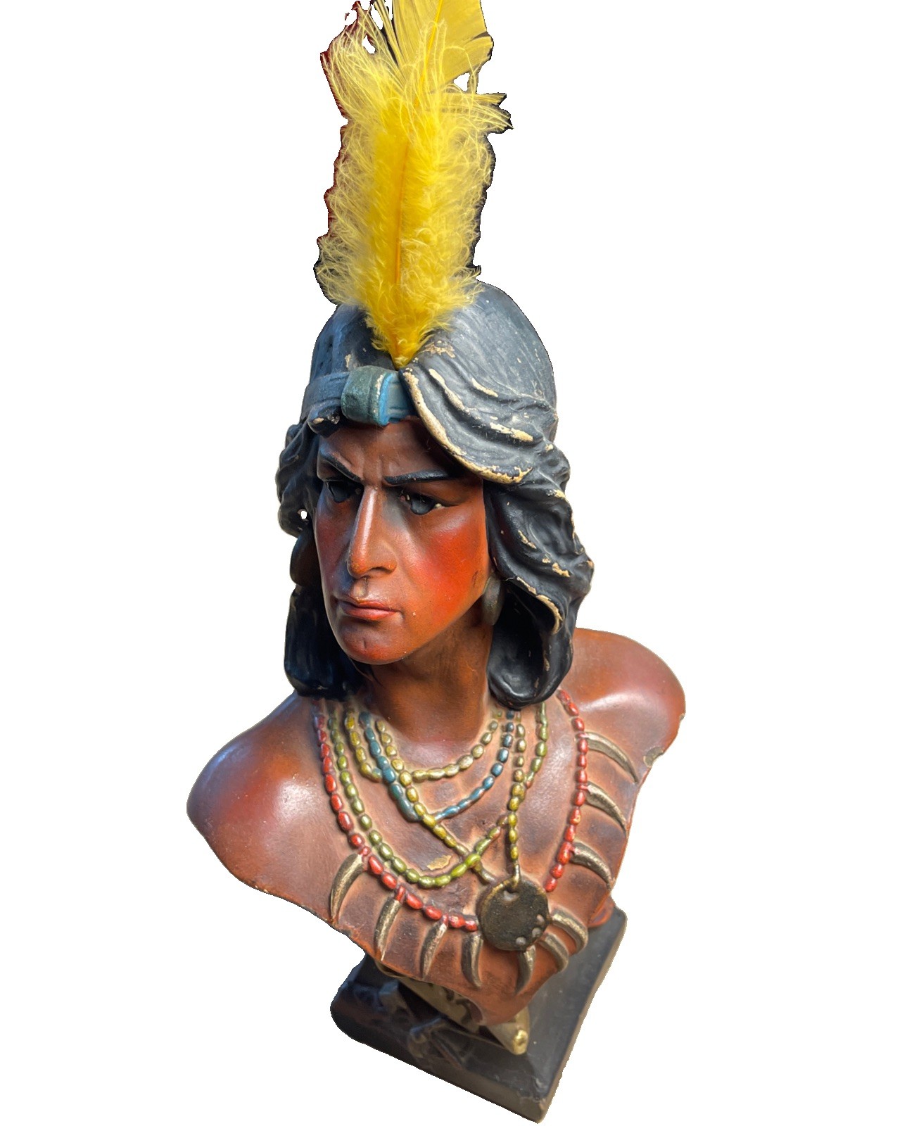 VTG Hiawatha Cigar Store Indian Bust Chalkware Hand Painted/Heavy/Rustic VTG Hiawatha Cigar Store Indian Bust Chalkware Hand Painted/Heavy/Rustic