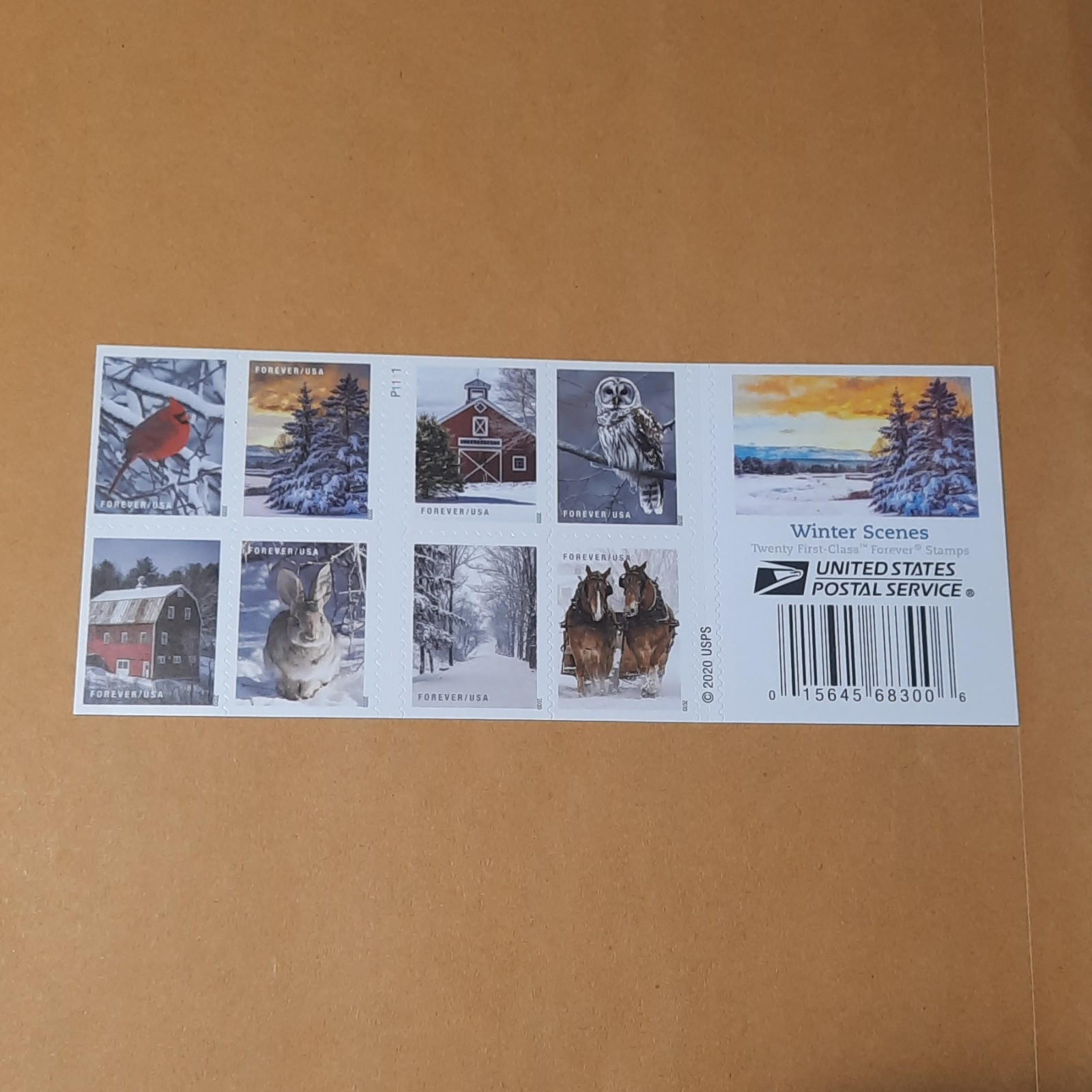 1 Sheets 2020 Winter Scenes Christmas First Class Letter 20 Pcs 78¢ MNH
