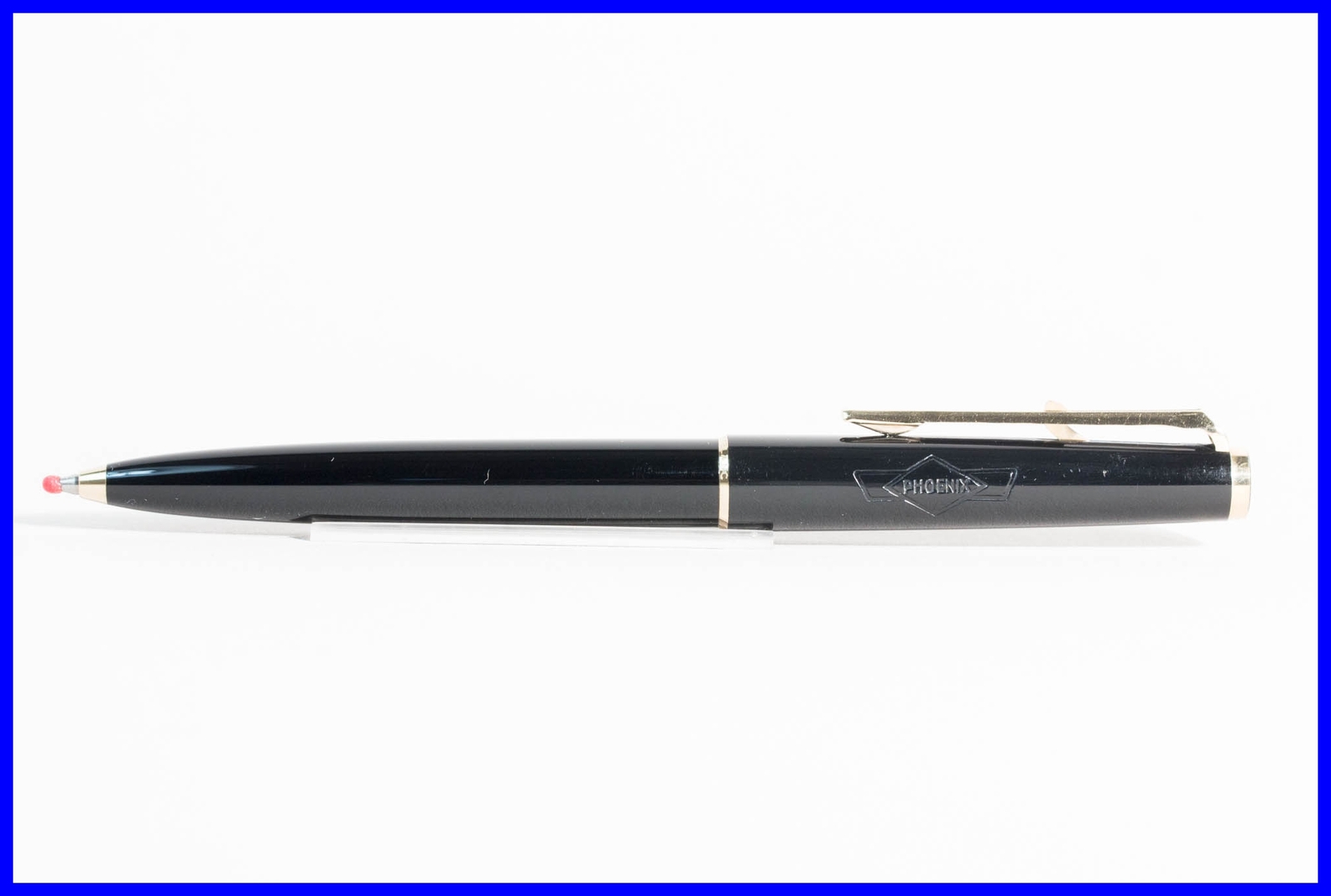 1979 Phoenix Montblanc Lever Ballpoint Pen #380 Black & Gold New Blue Refill