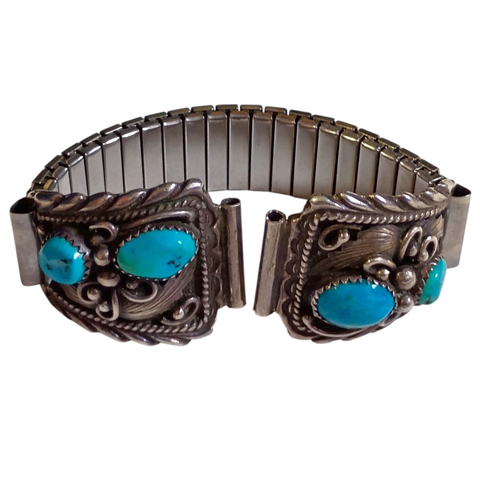 Astute NAVAJO Kingman Turquoise Watch Band with Stainless Expansion, 