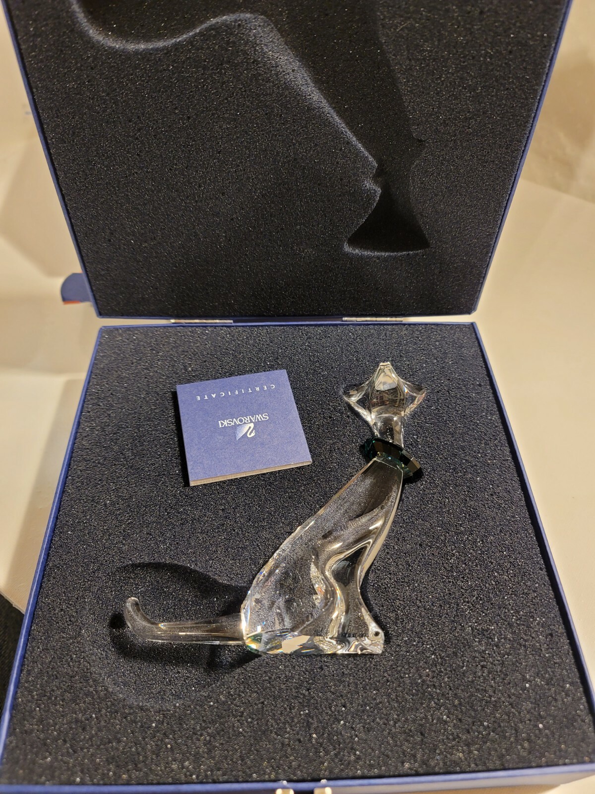 New W/O Box Swarovski Crystal The Cat With Green Collar b14