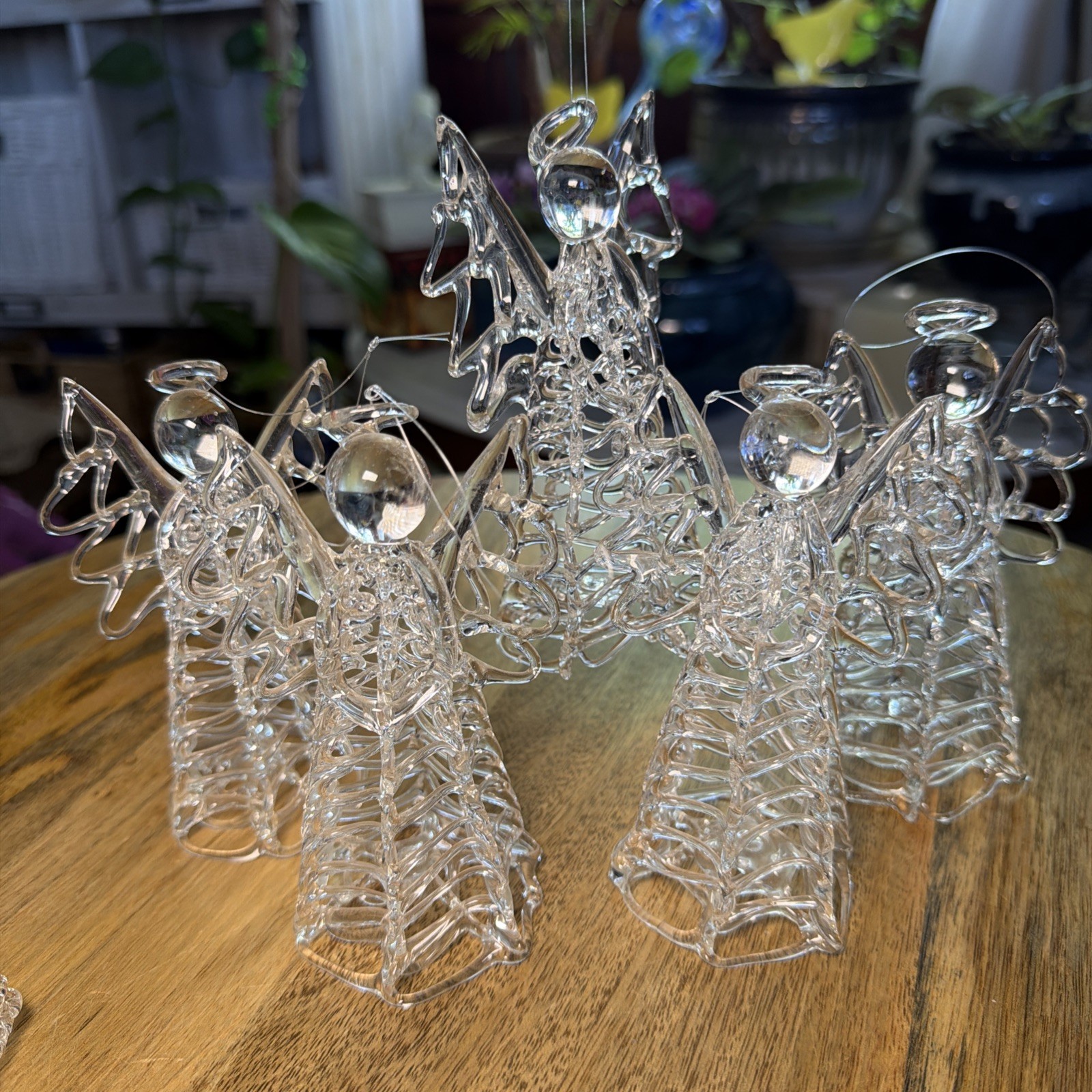 5 Vtg Hand Spun 5” Angel Christmas Tree Ornaments