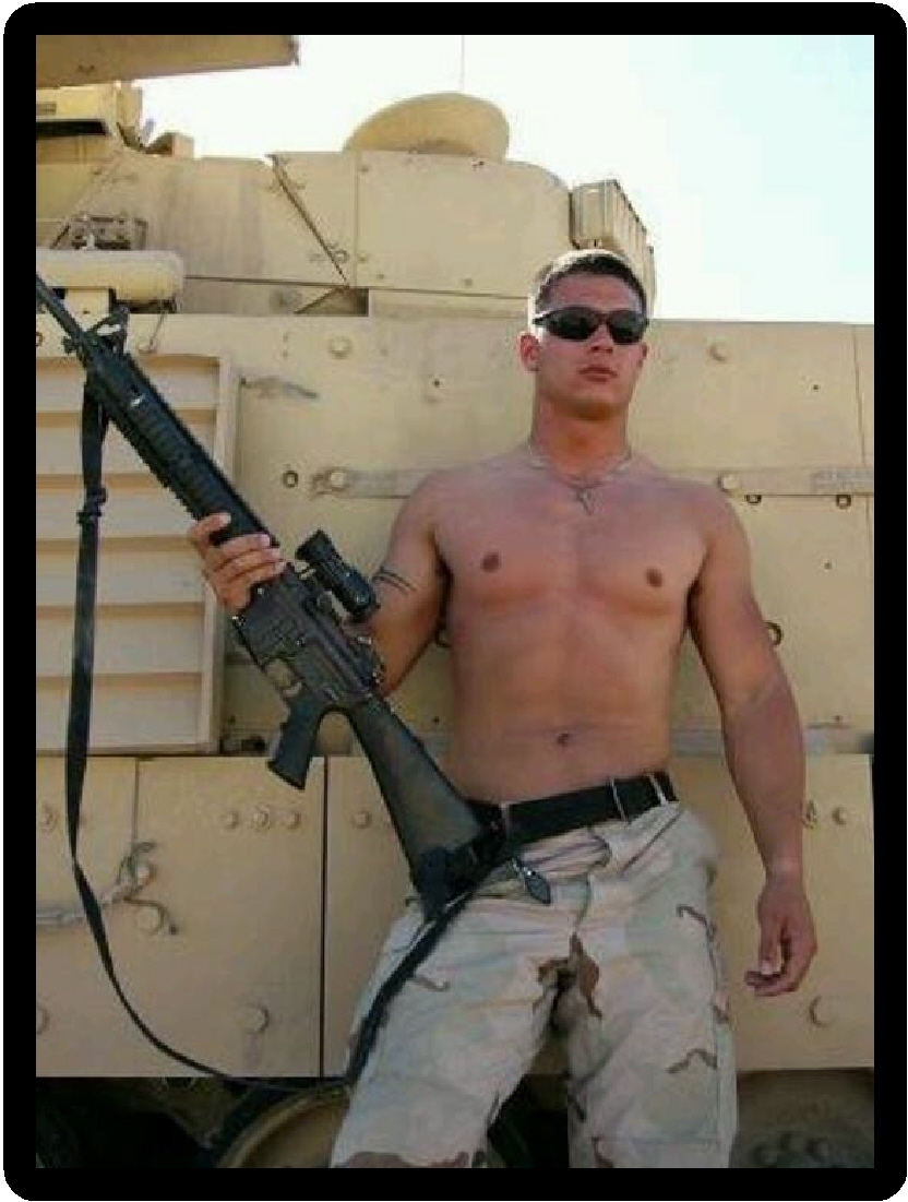 Sexy Military Hunk With Gun Refrigerator Magnet  