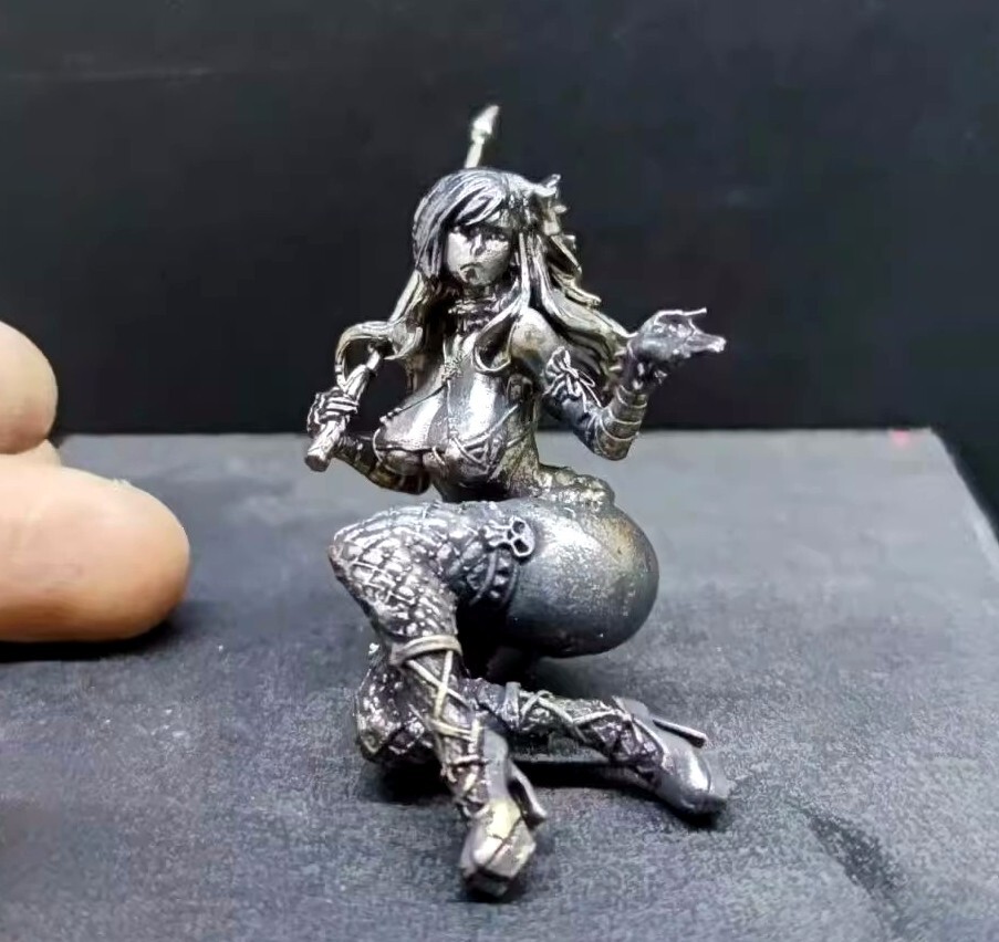 Solid Brass Black Sexy Cartoon Girl Statue Art Beauty Model Artwork Pendant