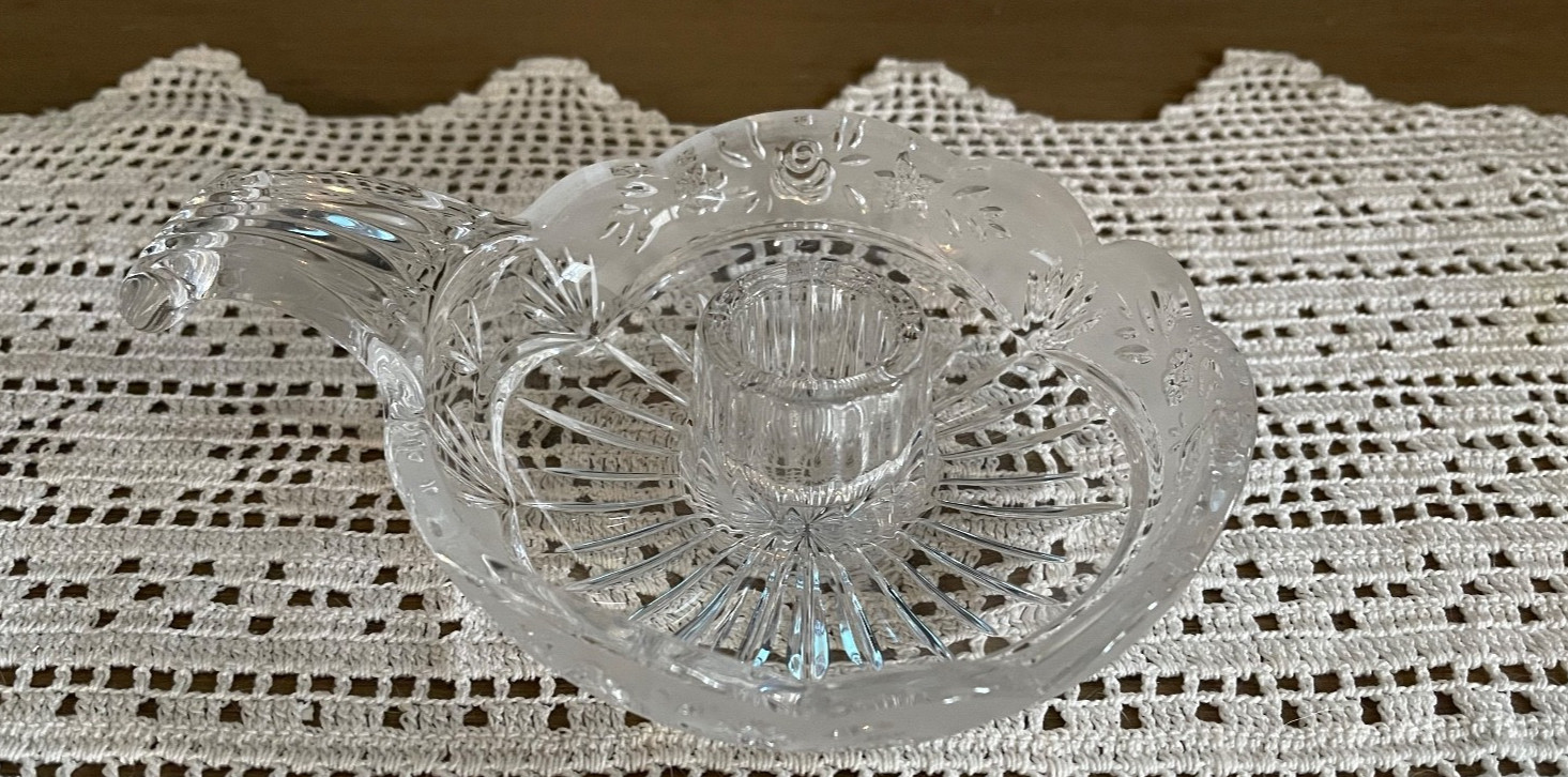 ONEIDA Southern Garden Crystal Chamber Candle Stick Holder Floral Vtg Germany