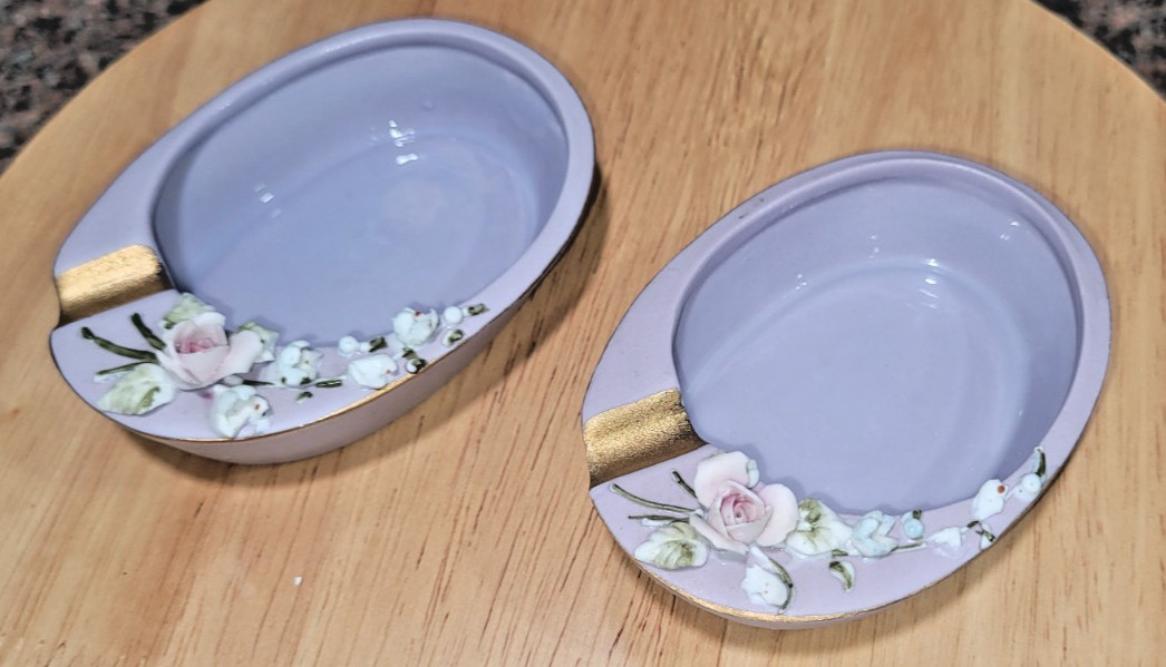 2 VTG Lefton China lavender porcelain 2 VTG Lefton China lavender porcelain