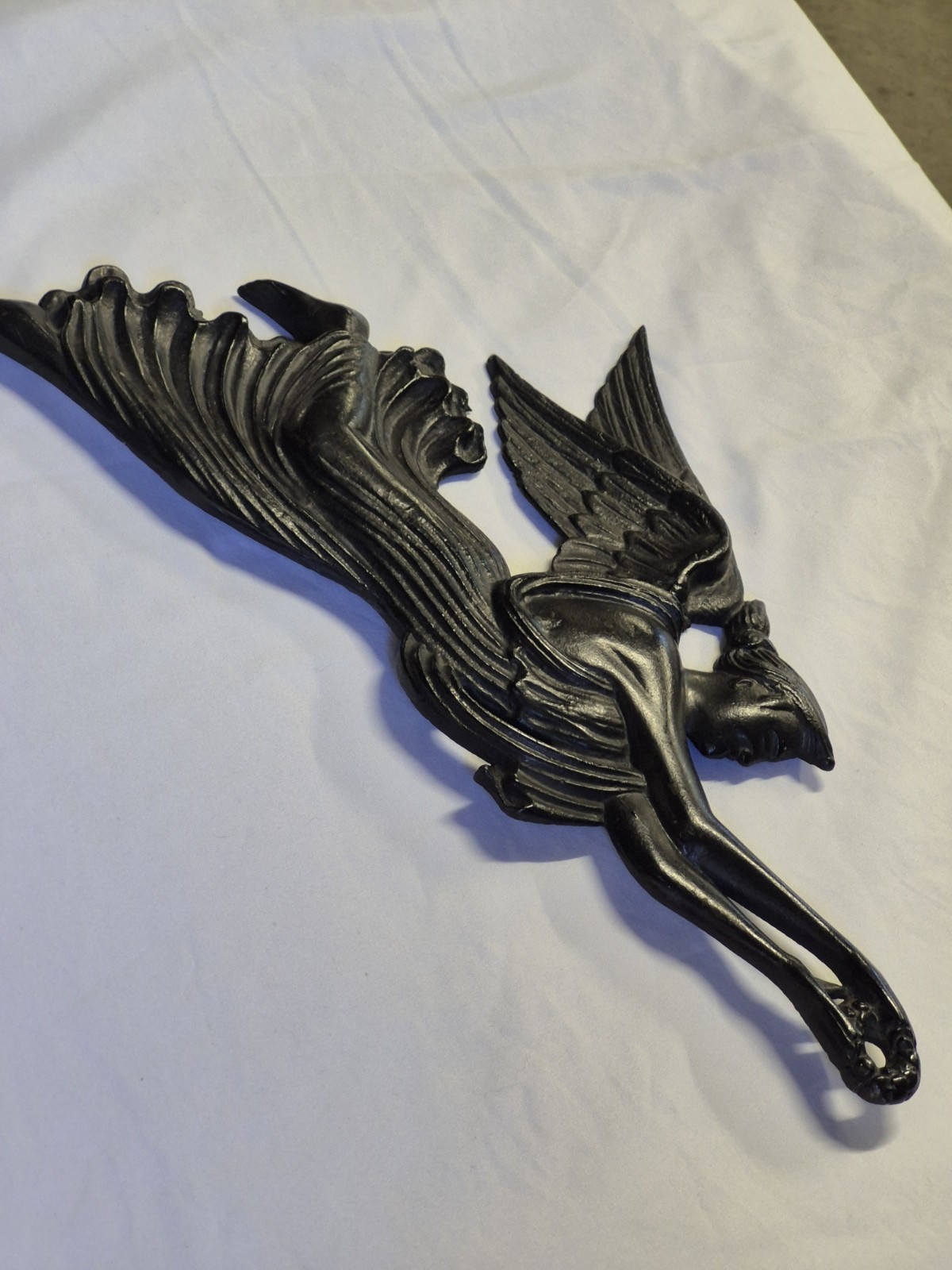 Antique Winged Victory Nike Cast Metal Wall Plaque Laurel Wreath...