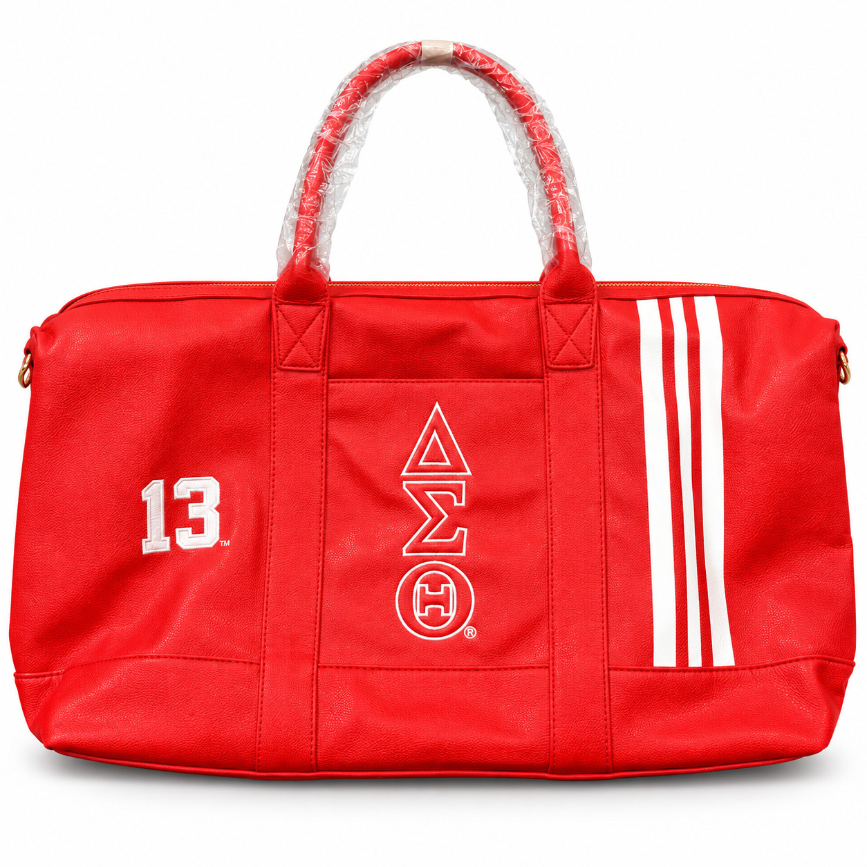 Delta Sigma Theta Red White Duffel Bag Embroidered 13 Travel Gym Weekender