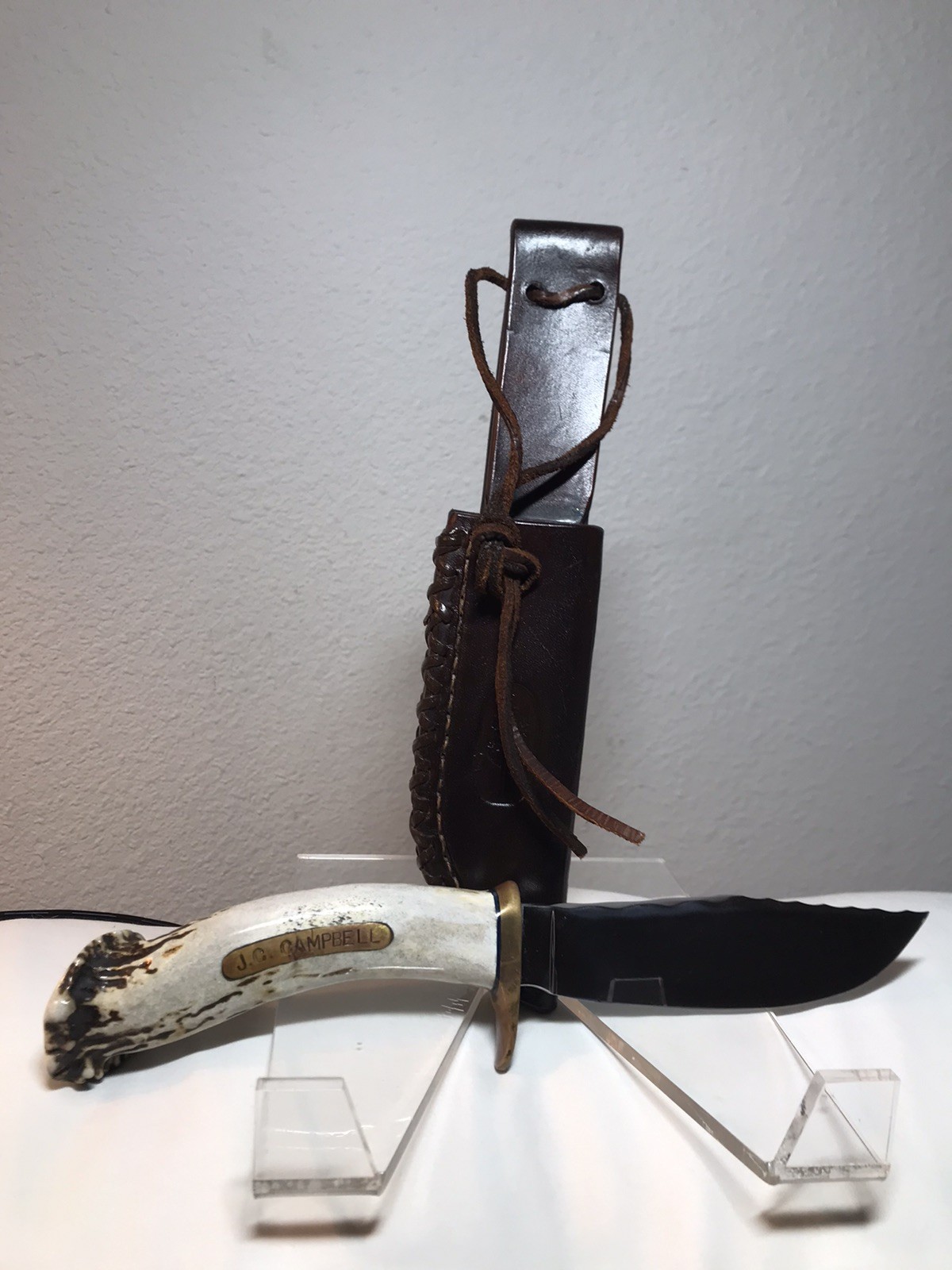 Vintage WC Greer Stag Handle Knife 180 ~ Engraved ~ Leather Sheath Vintage WC Greer Stag Handle Knife 180 ~ Engraved ~ Leather Sheath