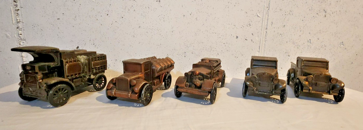 Lot of 5 Vintage Banthrico Metal Car Coin Banks Various Banks