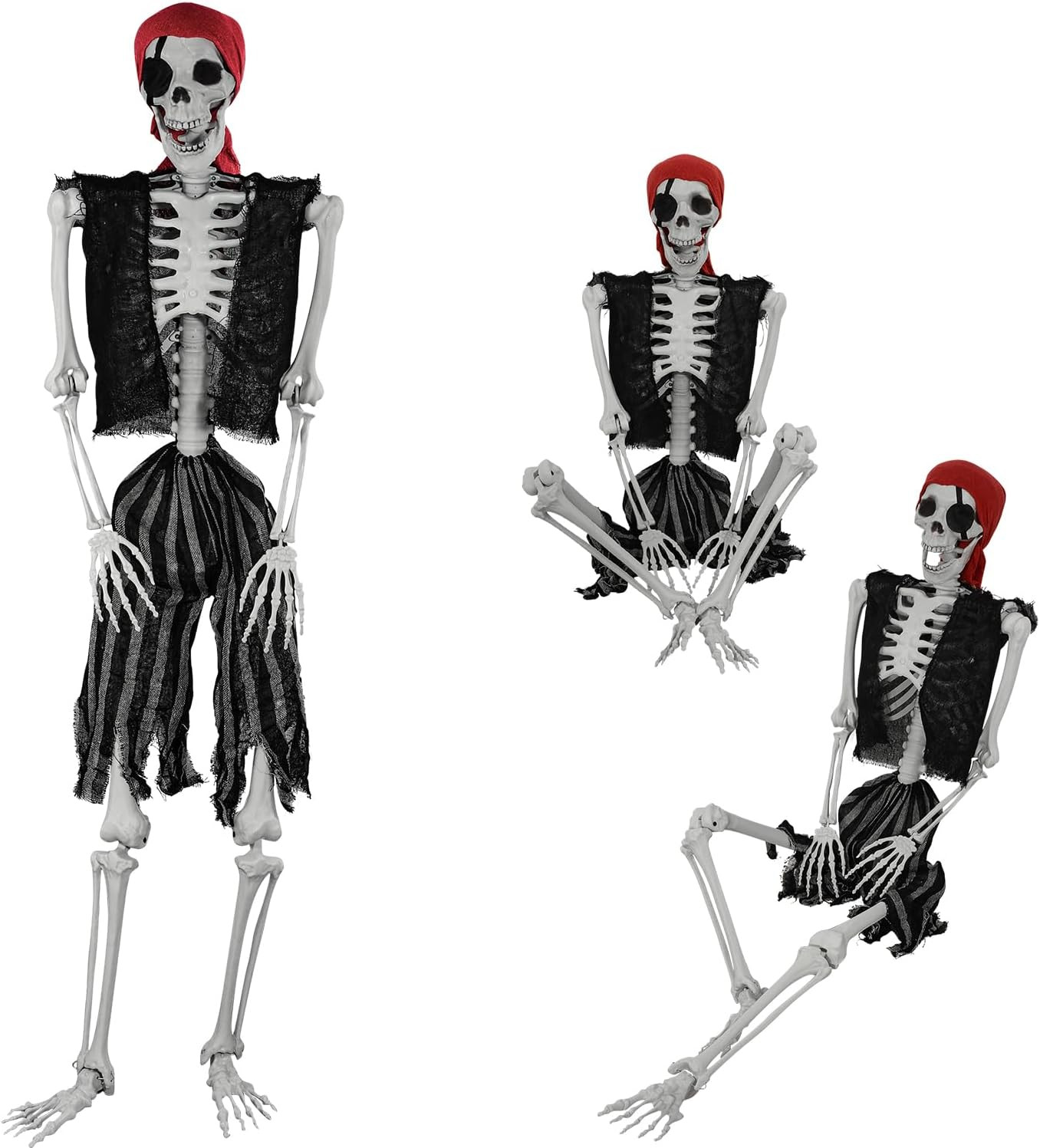 5.4Ft Halloween Life Size Pirate Skeleton, Full Body Skeleton Bones with Movable