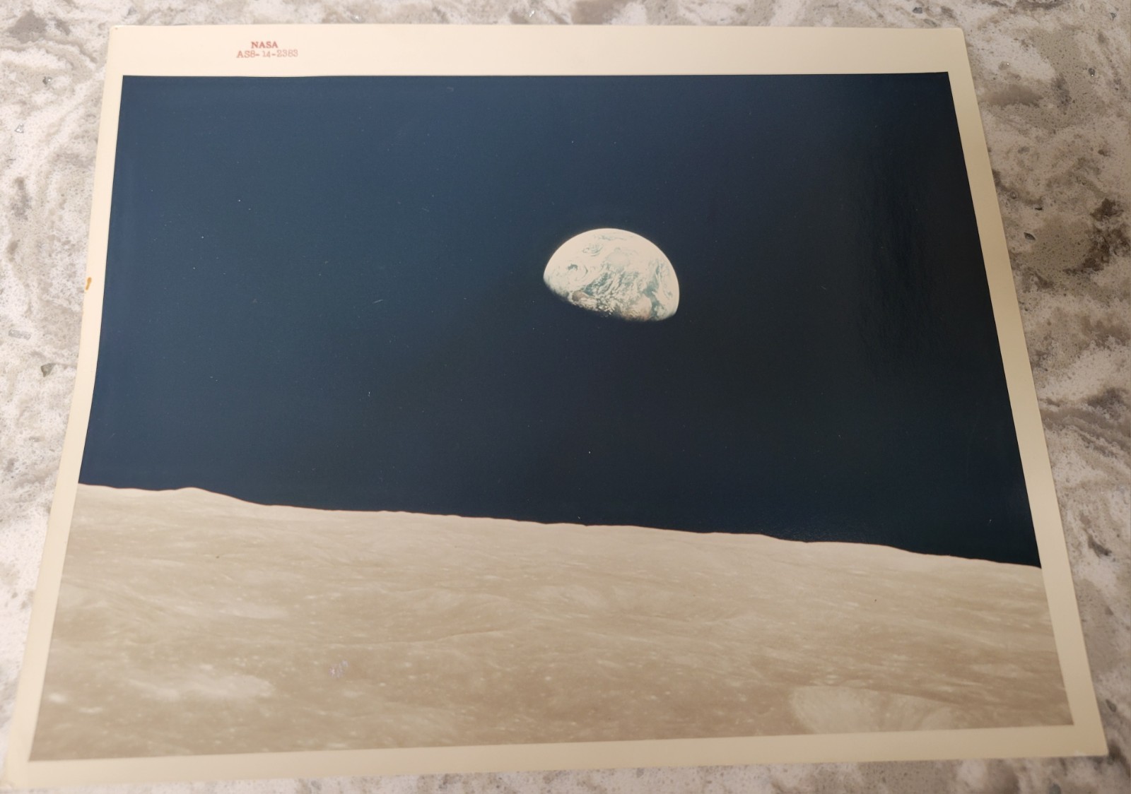 Apollo 8 Earthrise NASA Red Number AS8-14-2383 Vintage 1968 Kodak 8x10 Photo