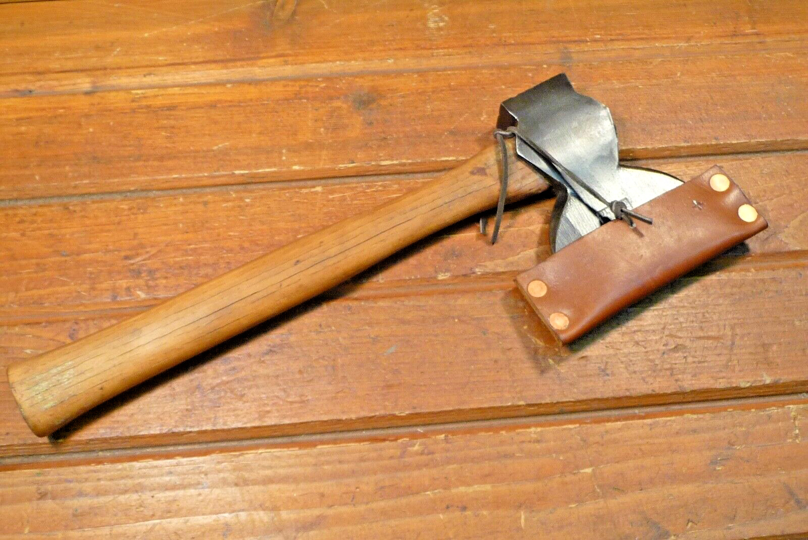 Vintage Plumb Broad Hewing Hatchet. Clean, sharp and with Leather Sheath