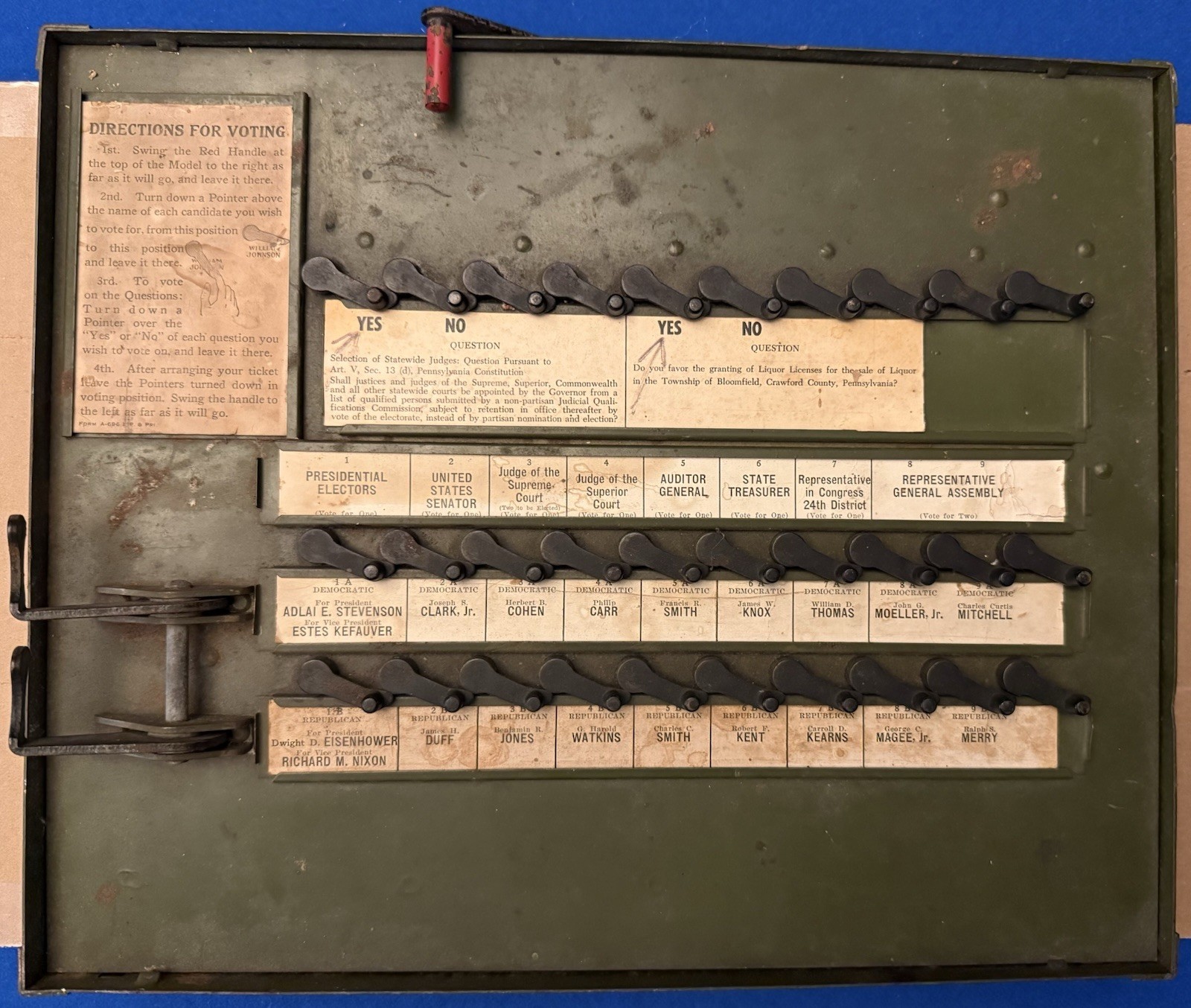 1956 Eisenhower Demonstration Voting Machine Automatic Voting Machine Corp