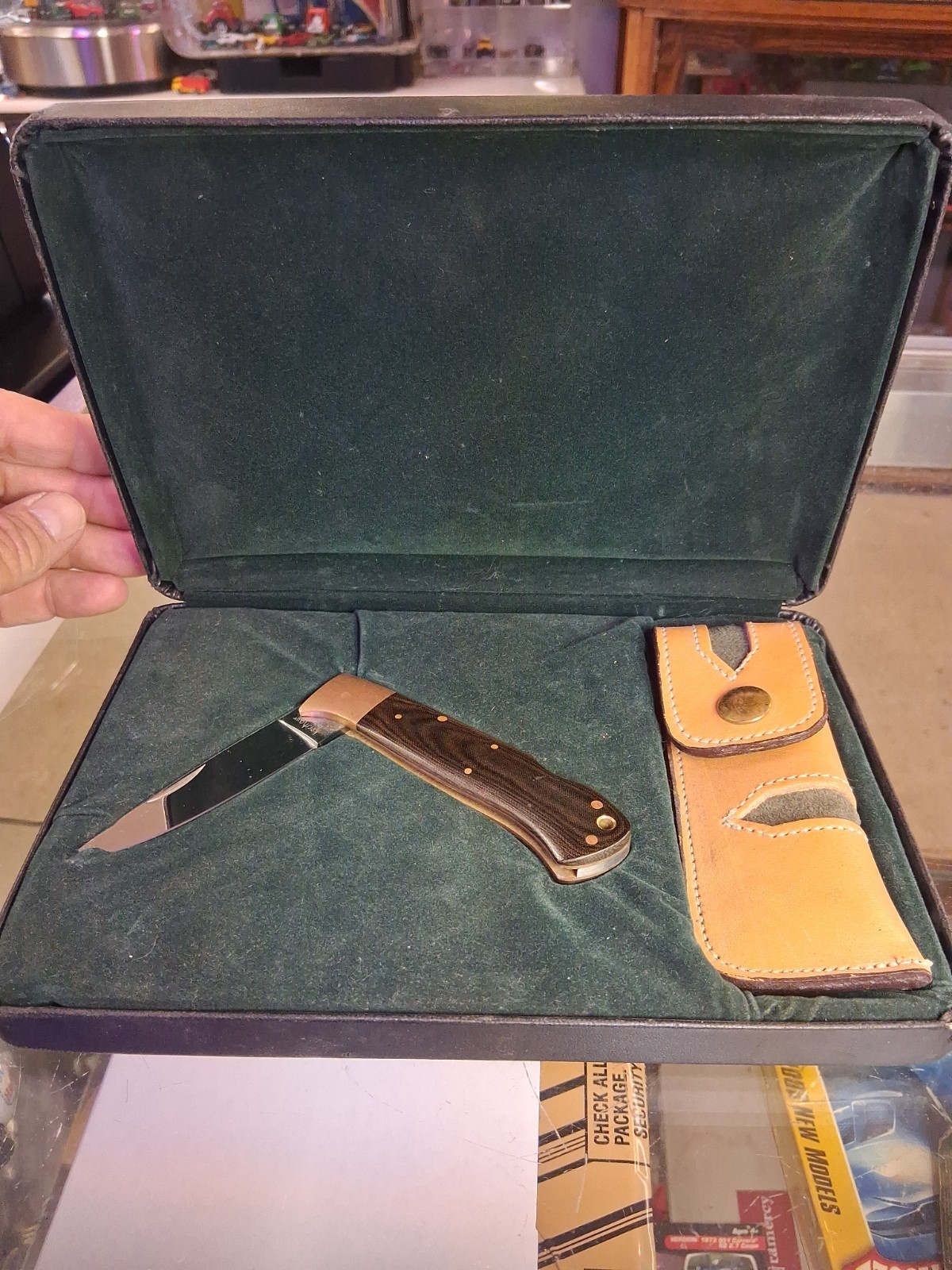 1993 Kershaw Knife & Sheath  Micarta Handle Lockback Limited Edition JAPAN LOOK 