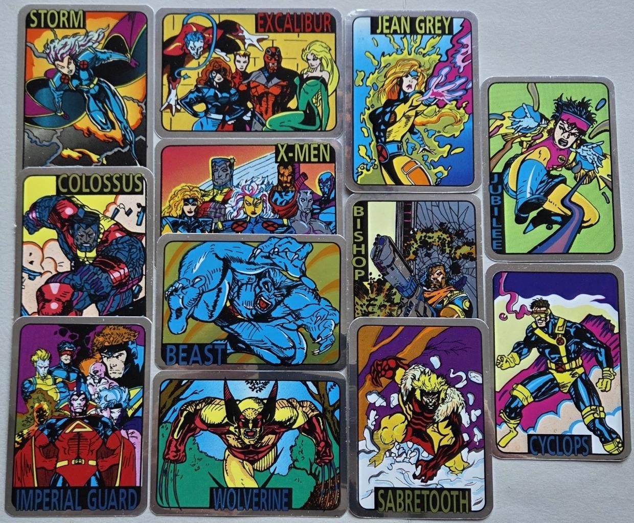 12 Vintage Foil 1992 Marvel X-Men Vending Machine Unauthorized Sticker Set, NOS 12 Vintage Foil 1992 Marvel X-Men Vending Machine Unauthorized Sticker Set, NOS