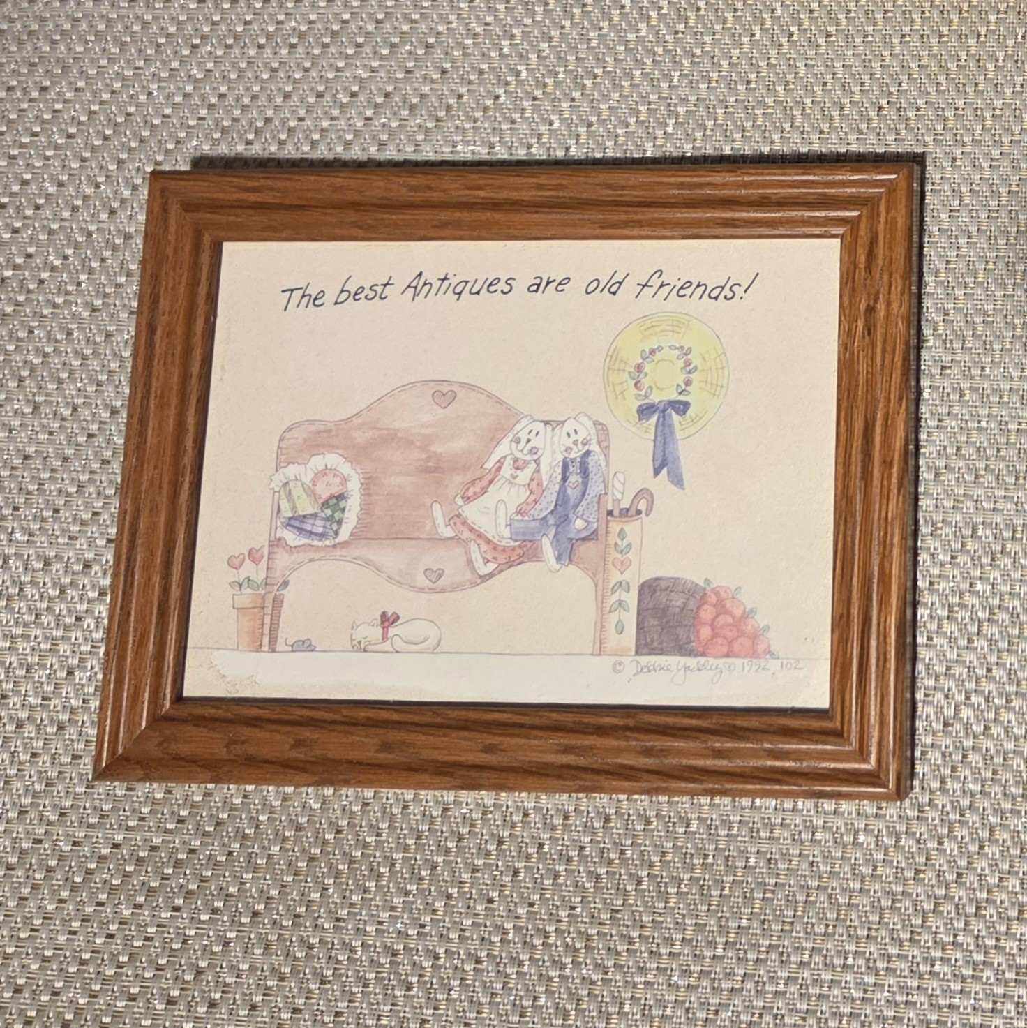 Vintage Framed Country-Folk Art Print by Artist Debbie Yackley from 1992 Vintage Framed Country-Folk Art Print by Artist Debbie Yackley from 1992