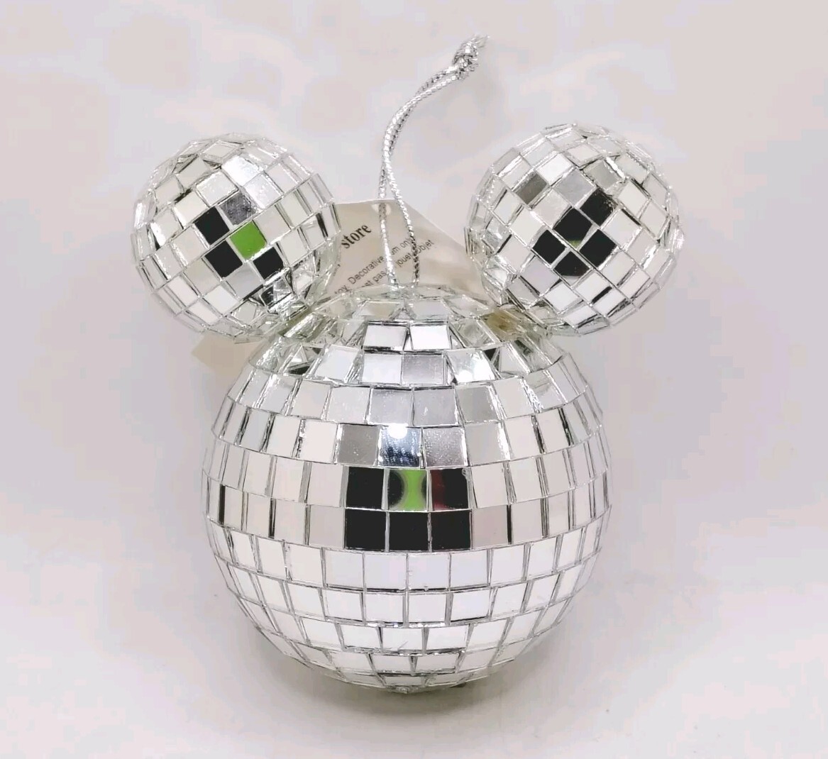 Vtg Disney Mickey Mouse Christmas Ornament Disco Ball Mirrored Head Ears 4\