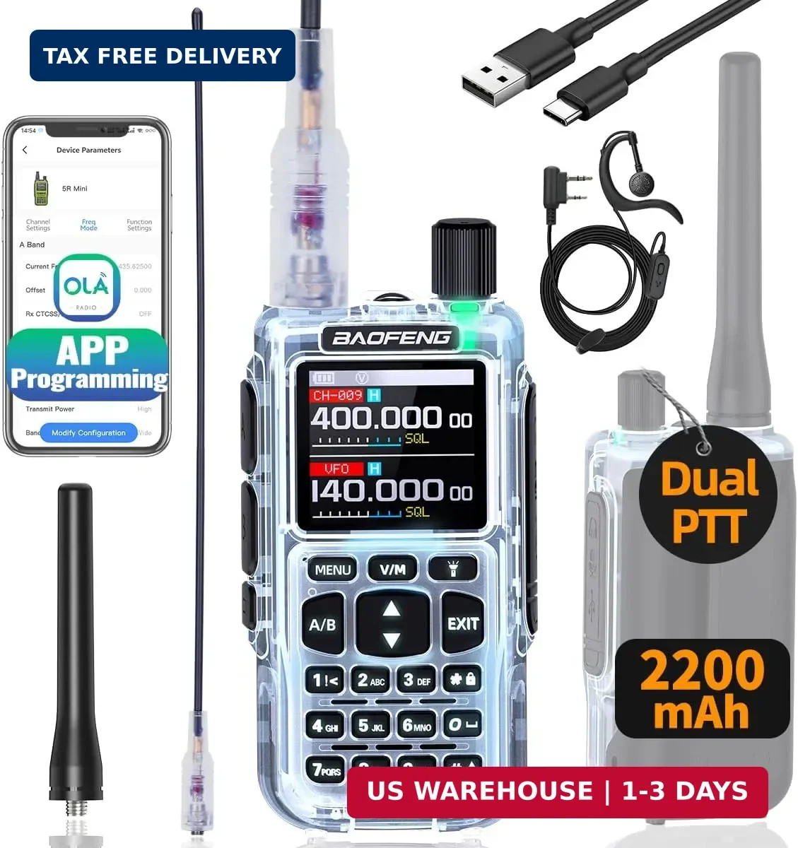 Radio UV-5R Mini Ham Radio Long Range Two Way Radio NOAA Weather Radio