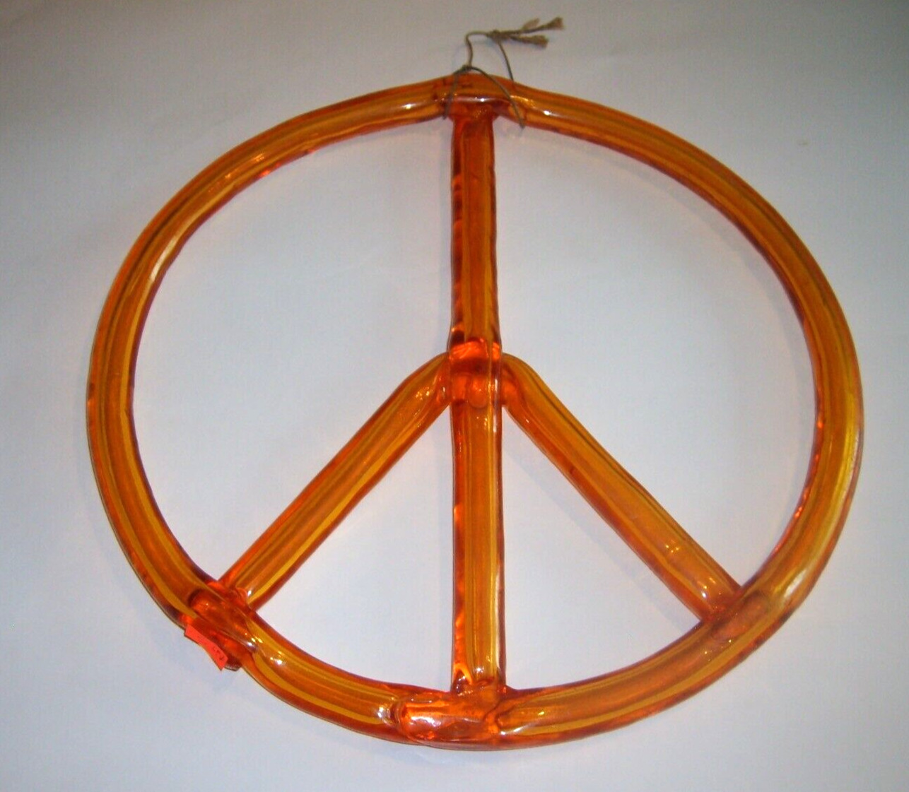 Vintage Resin Peace Sign 13” Mod Era 1970’s Mid Century Groovy Orange Hippie