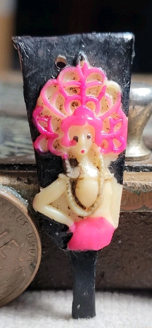 Vintage Celluloid Piece With Fancy Lady Woman charm prize jewelry Made In Japan Vintage Celluloid Piece With Fancy Lady Woman charm prize jewelry Made In Japan