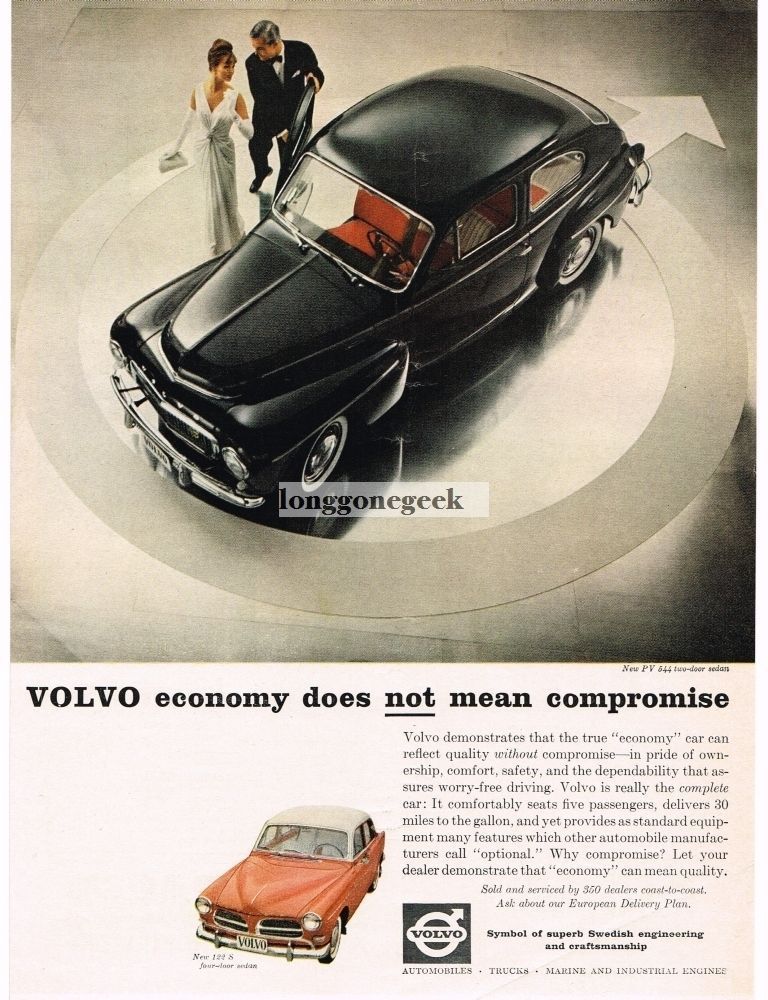 1959 VOLVO PV 544 Black 2-door Sedan, 122-S Vintage Ad 