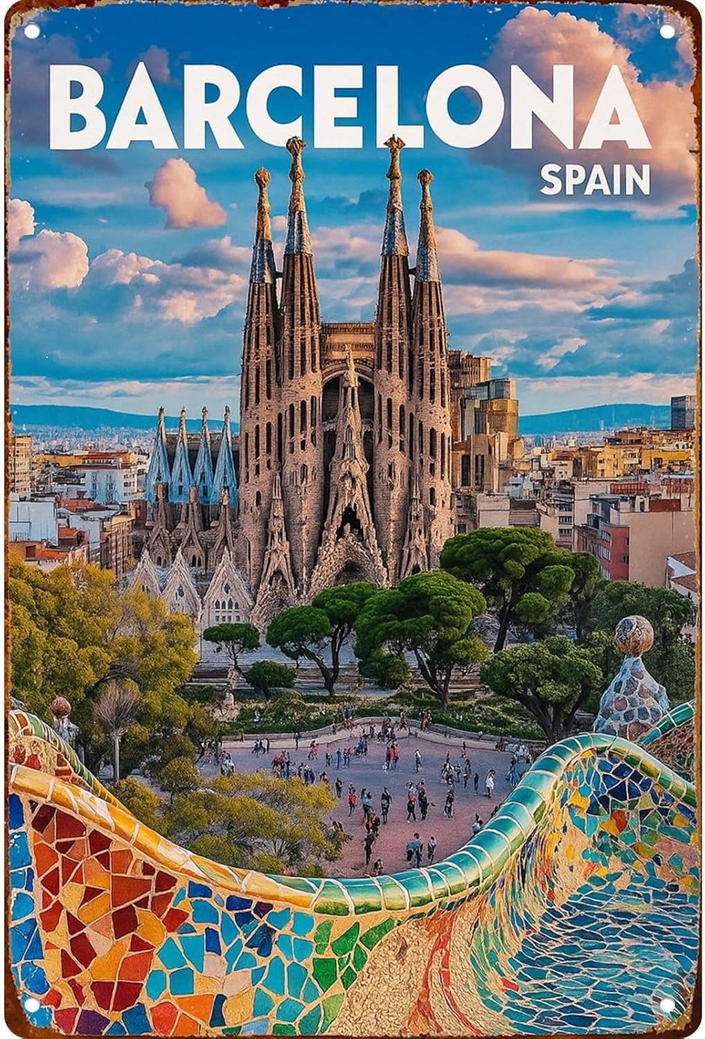 Barcelona Sagrada Familia Tin Metal Signs Home Décor Wall Art 8 * 12 Retro Post