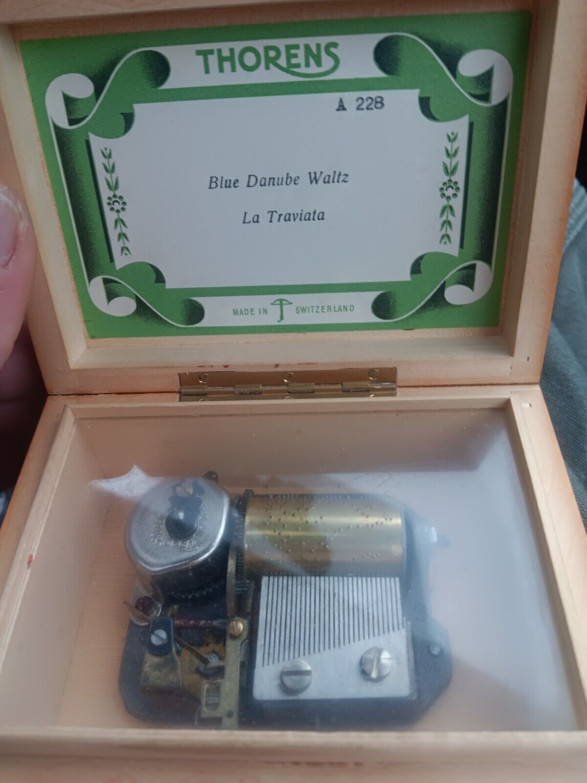Antique Thorens music box Blue Danube Waltz and La Traviata Made in Switzrlnd.  
