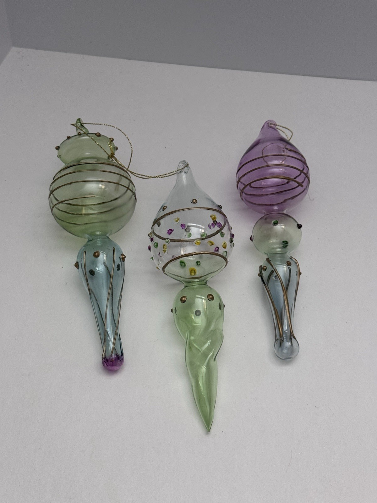 Vintage Christmas Ornaments Blown Glass Finial Tiered 7\