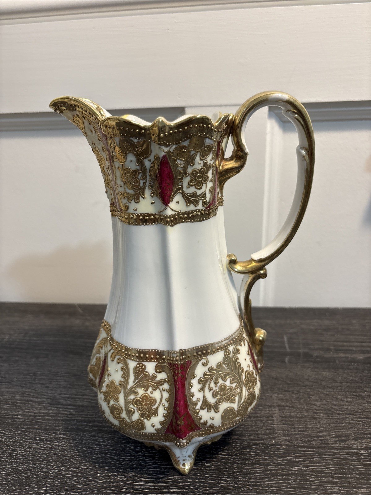 Antique Porcelain Chocolate Pot Heavy Gold Moriage NO LID