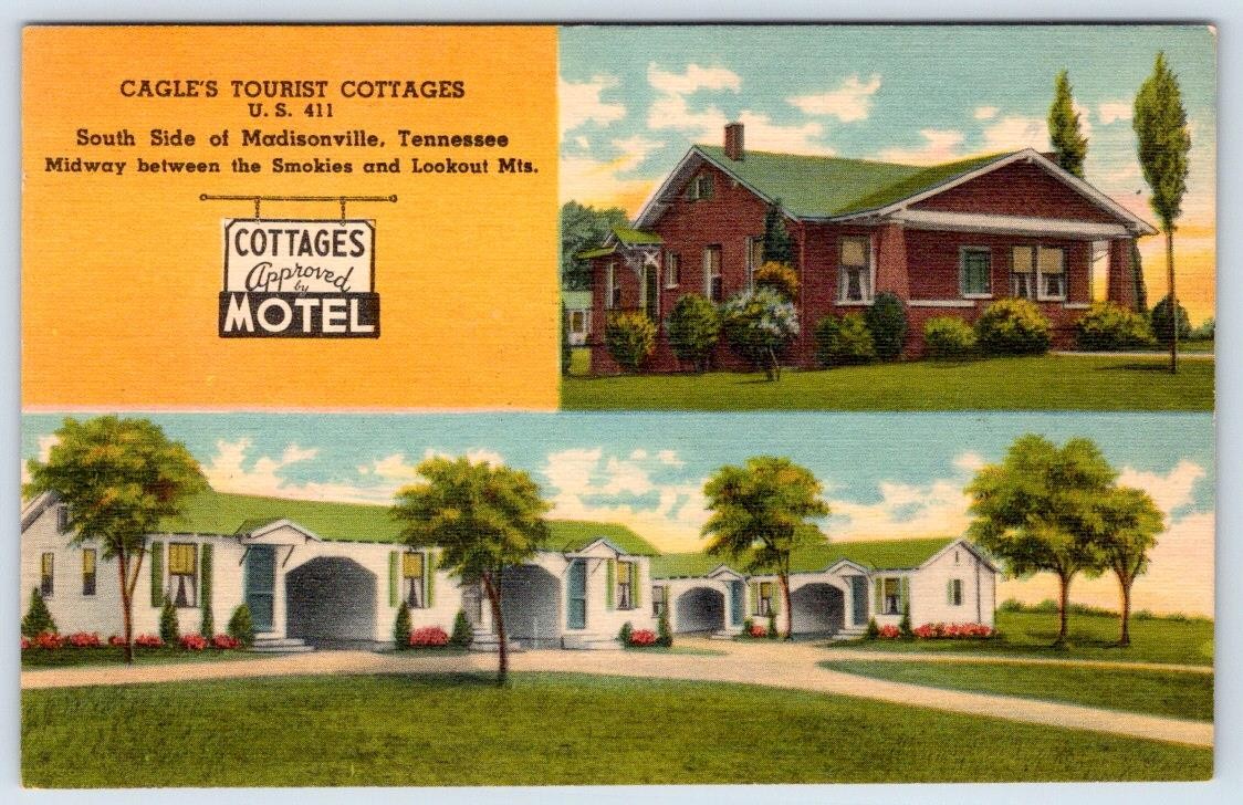 1930-50\'s CAGLE\'S TOURIST COTTAGES MADISONVILLE TENNESSEE TN MOTEL POSTCARD
