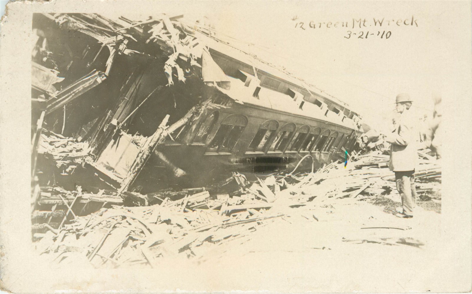 Train Wreck Green Mountain IA Mar 21, 1910 RPPC Real Photo Postcard